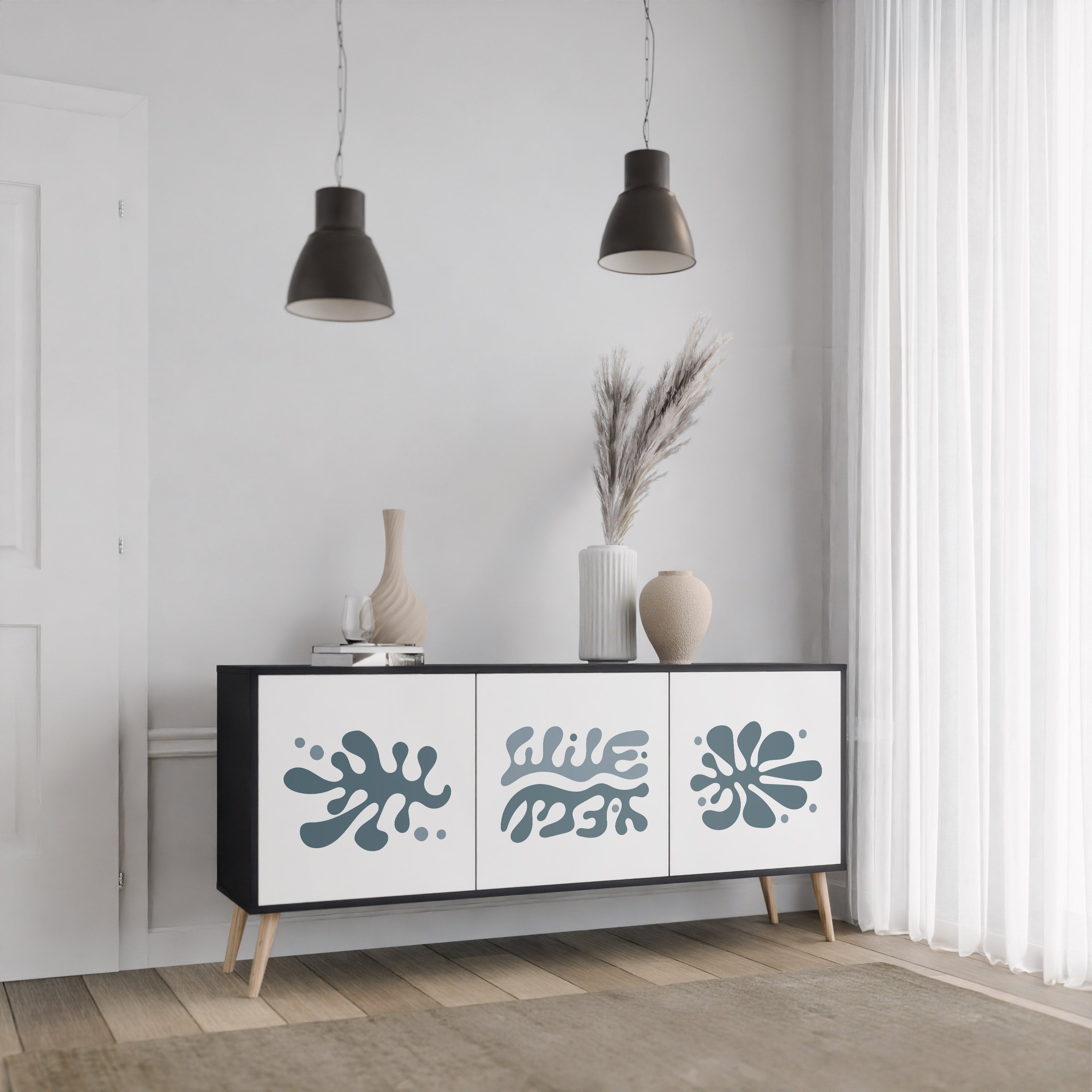 WONDERLAND VEGETATION 3-türiges Sideboard in Schwarz