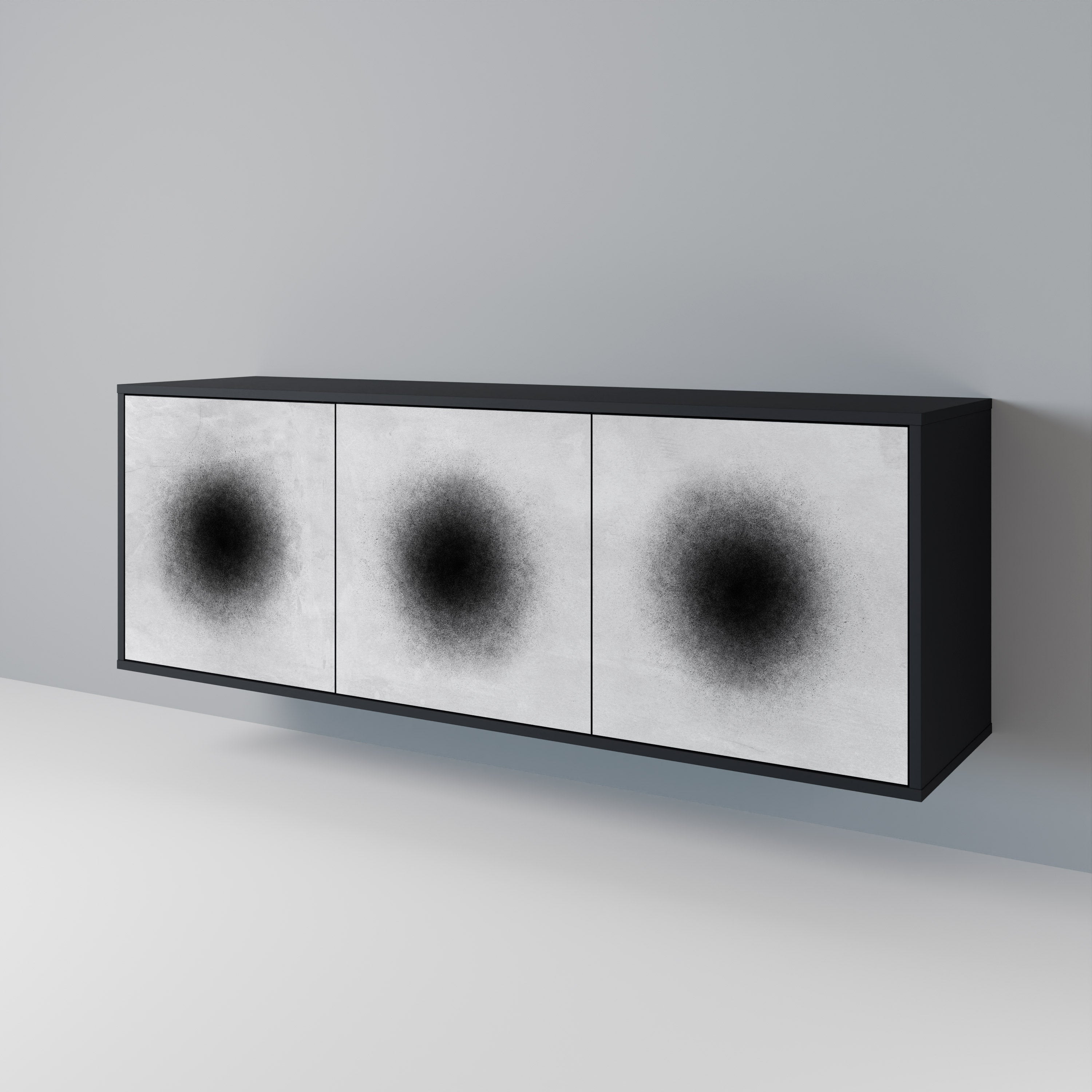 BLACK HOLE 3-türiges Sideboard in Schwarz