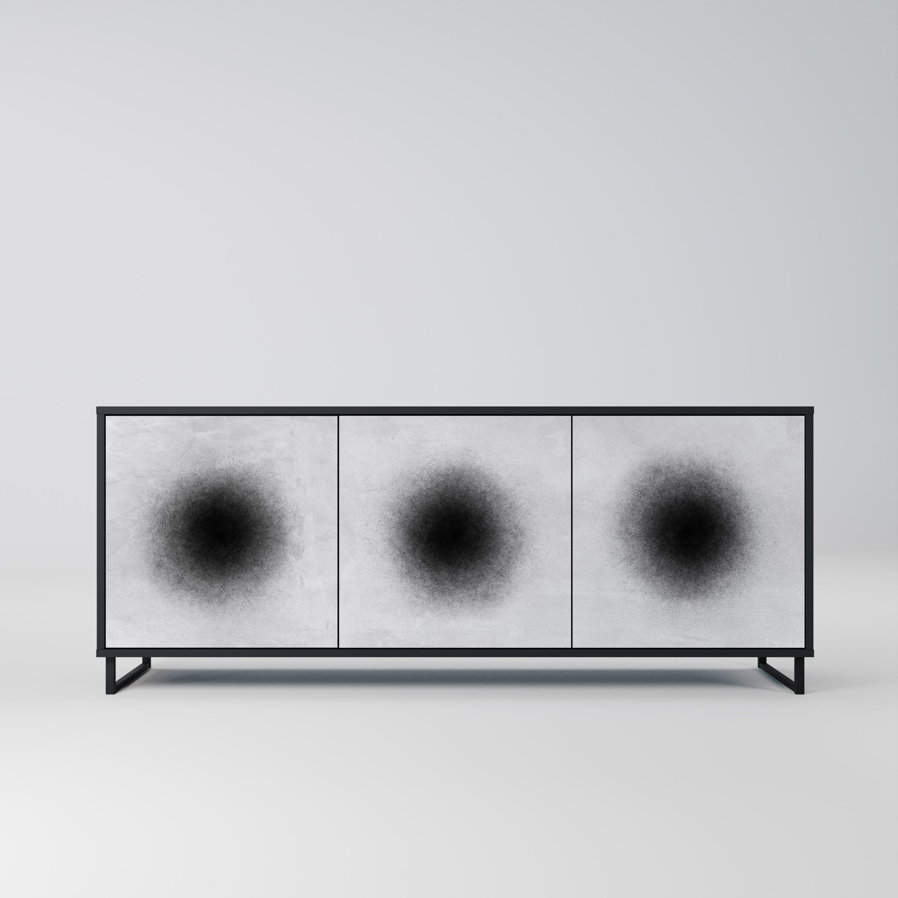 BLACK HOLE 3-türiges Sideboard in Schwarz