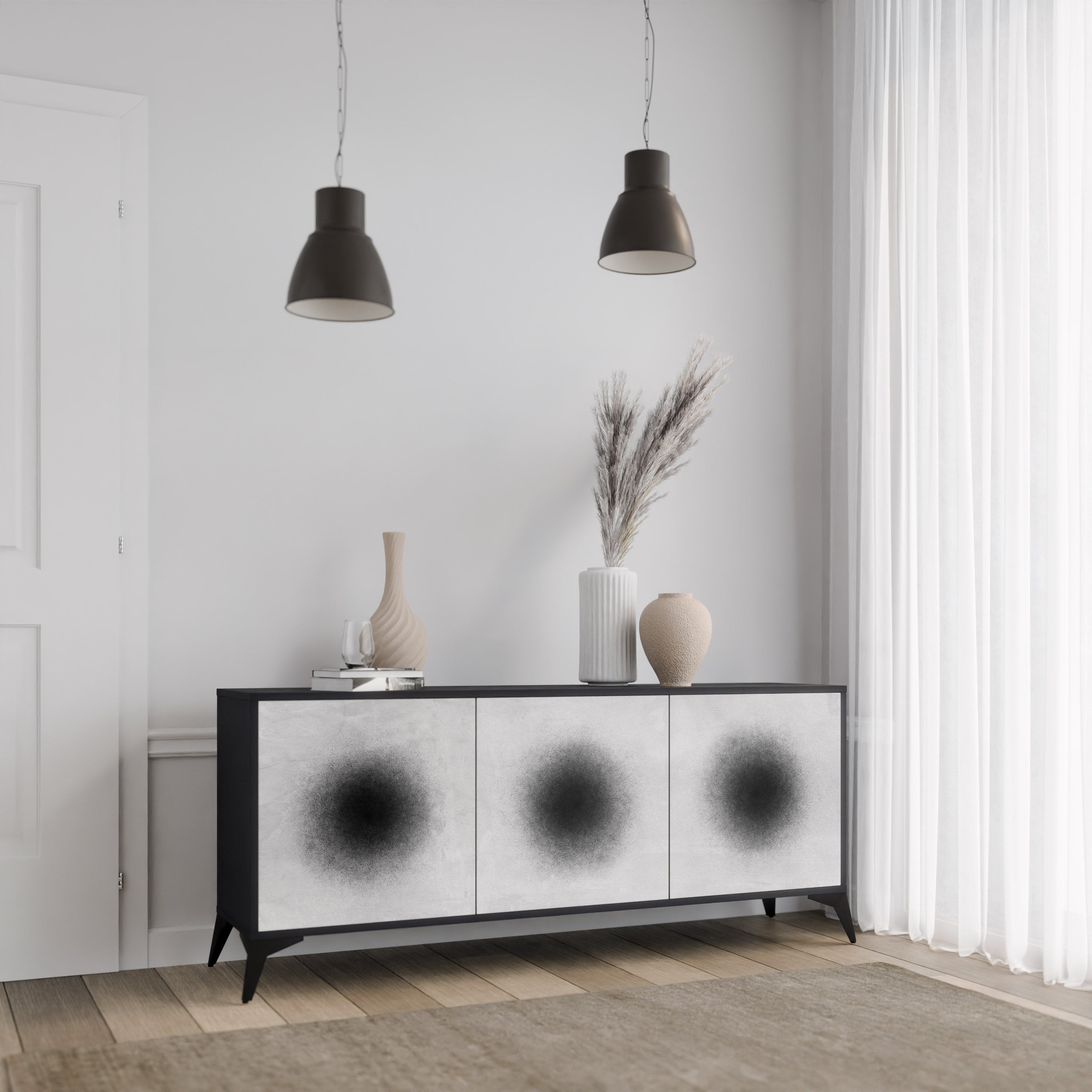BLACK HOLE 3-türiges Sideboard in Schwarz