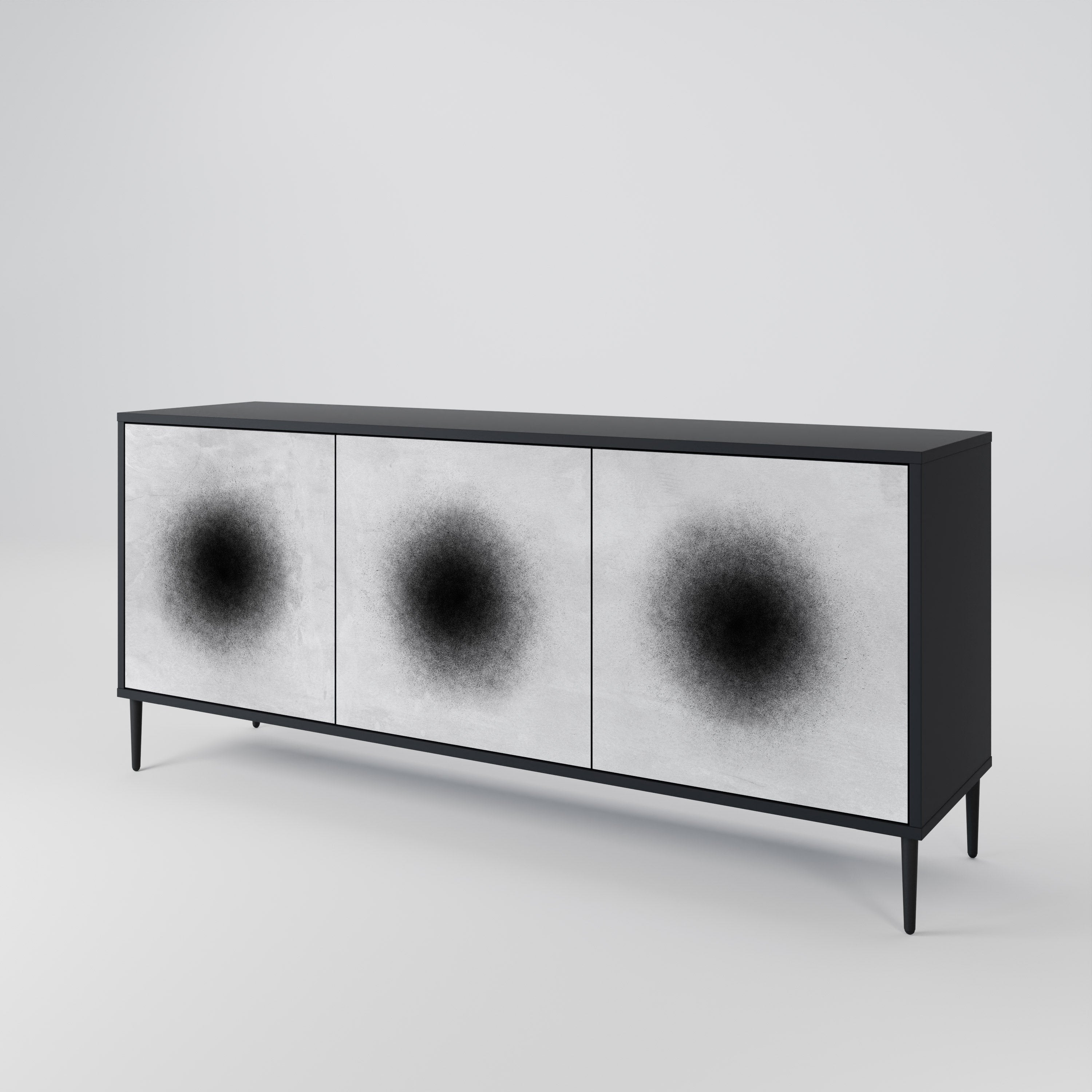BLACK HOLE 3-türiges Sideboard in Schwarz