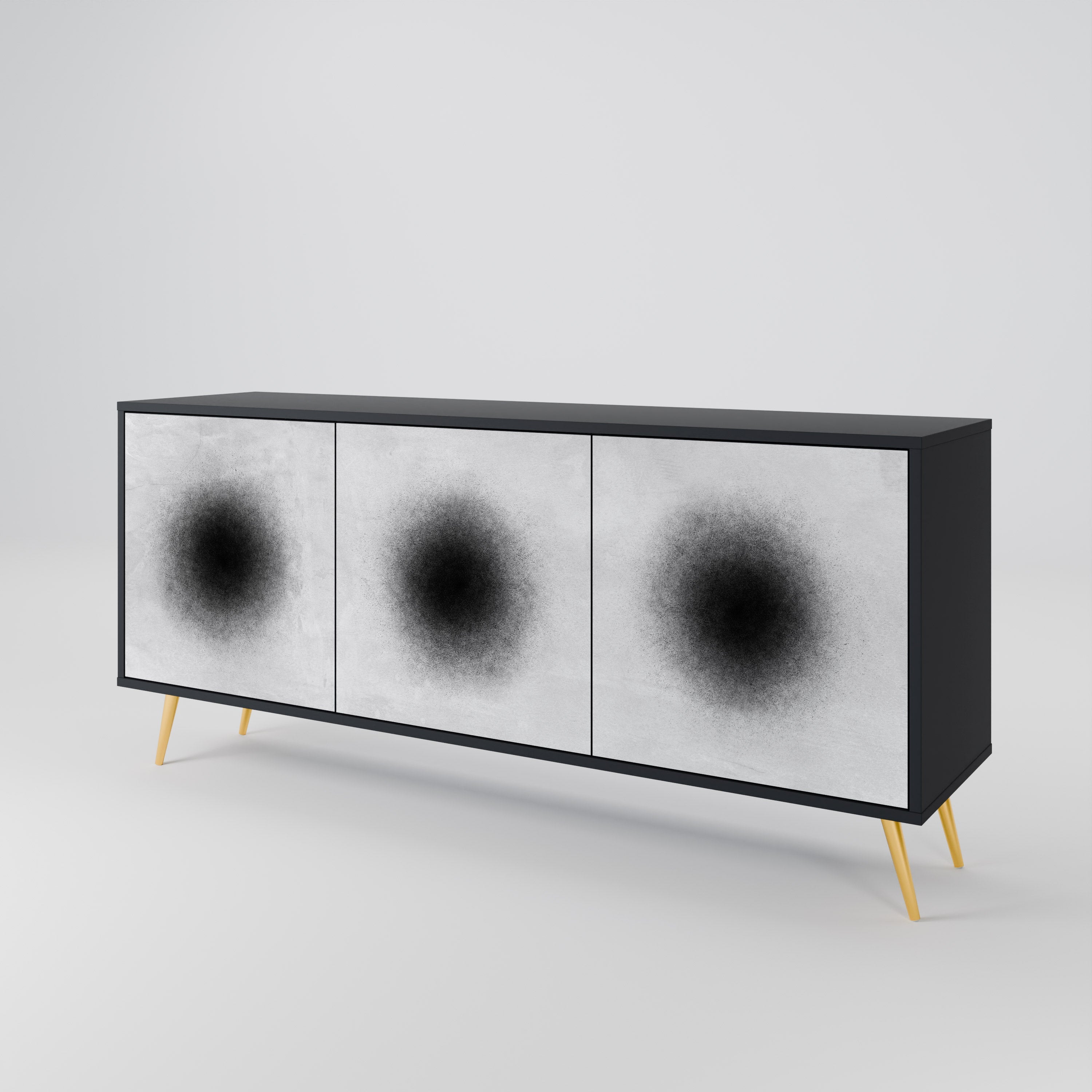 BLACK HOLE 3-türiges Sideboard in Schwarz