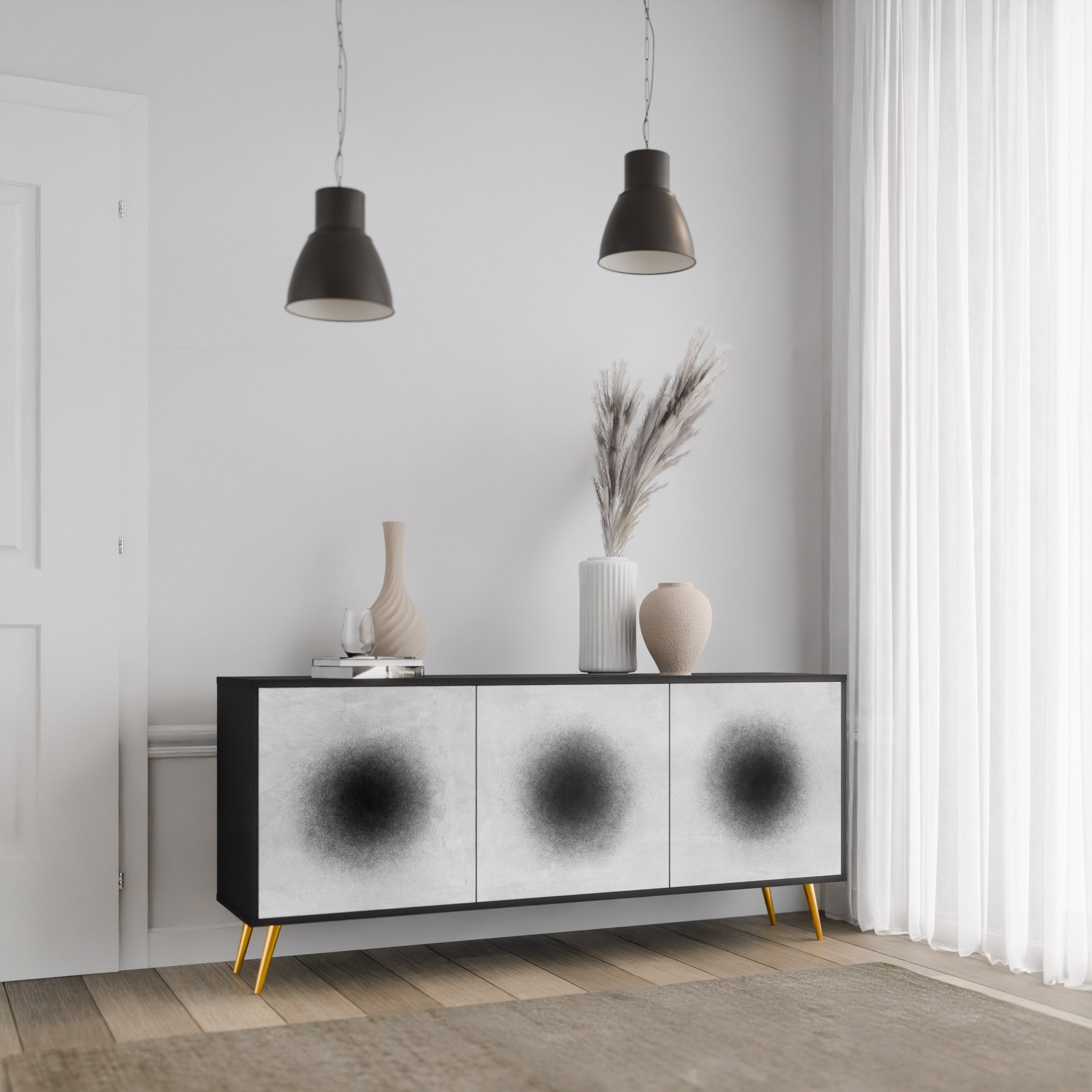 BLACK HOLE 3-türiges Sideboard in Schwarz