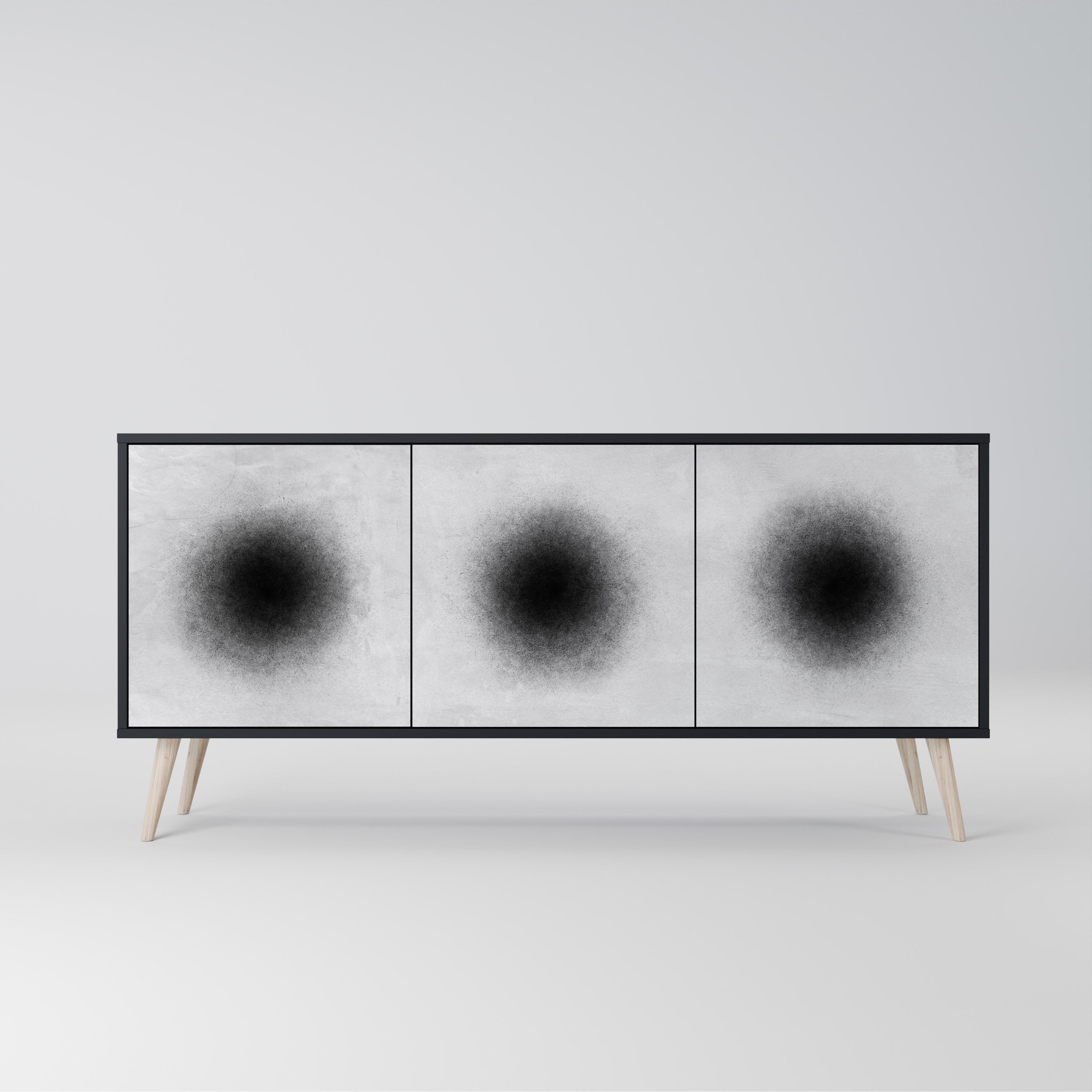 BLACK HOLE 3-türiges Sideboard in Schwarz