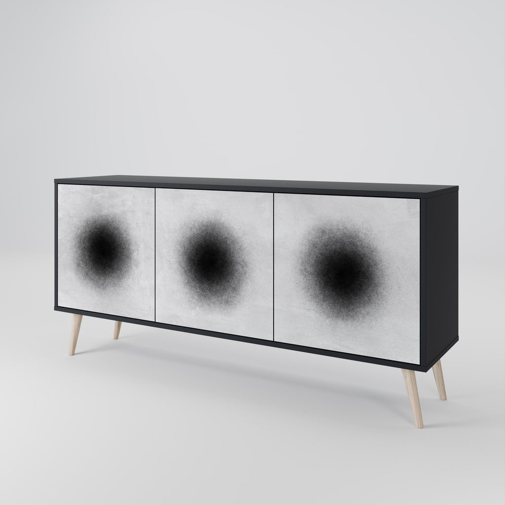 BLACK HOLE 3-türiges Sideboard in Schwarz