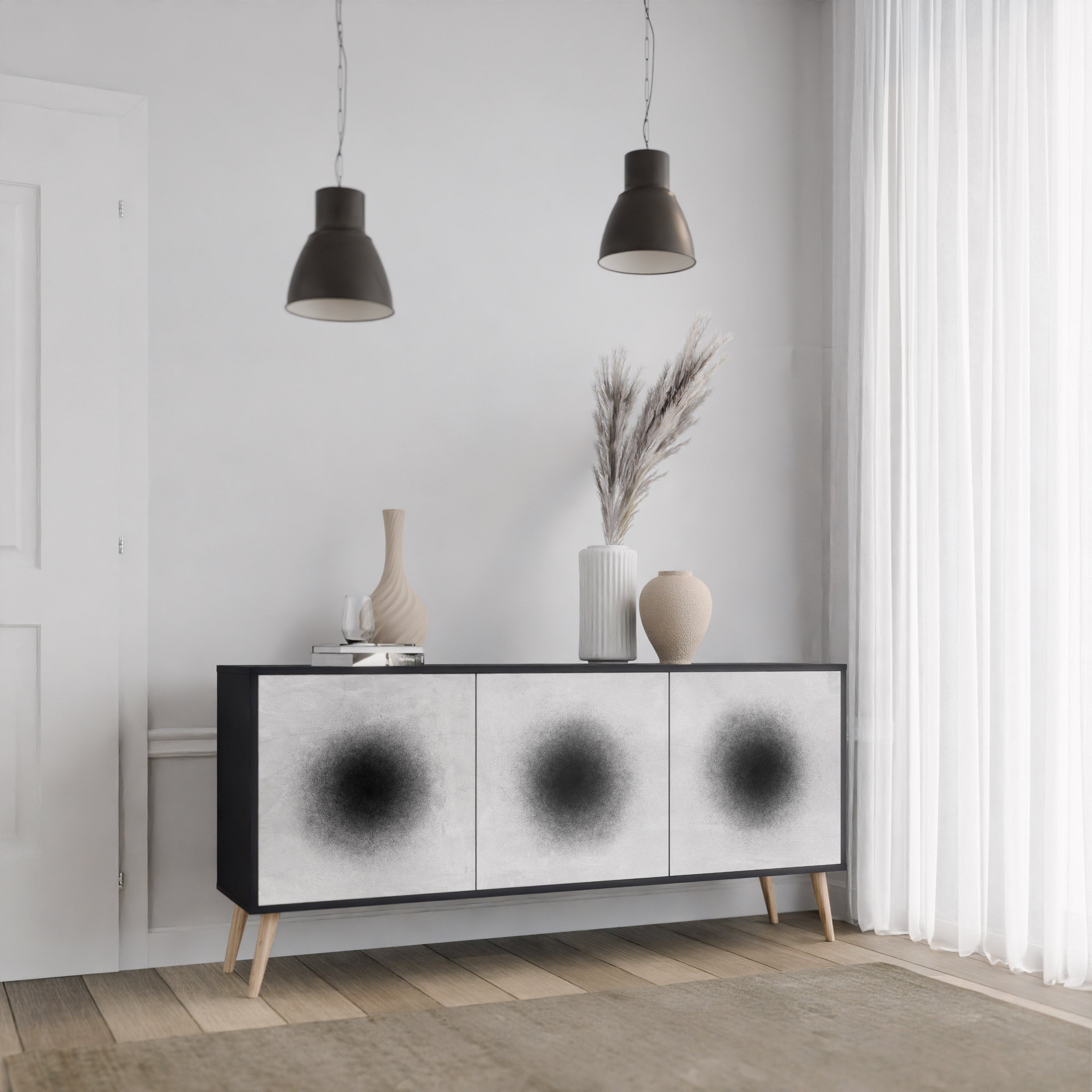 BLACK HOLE 3-türiges Sideboard in Schwarz