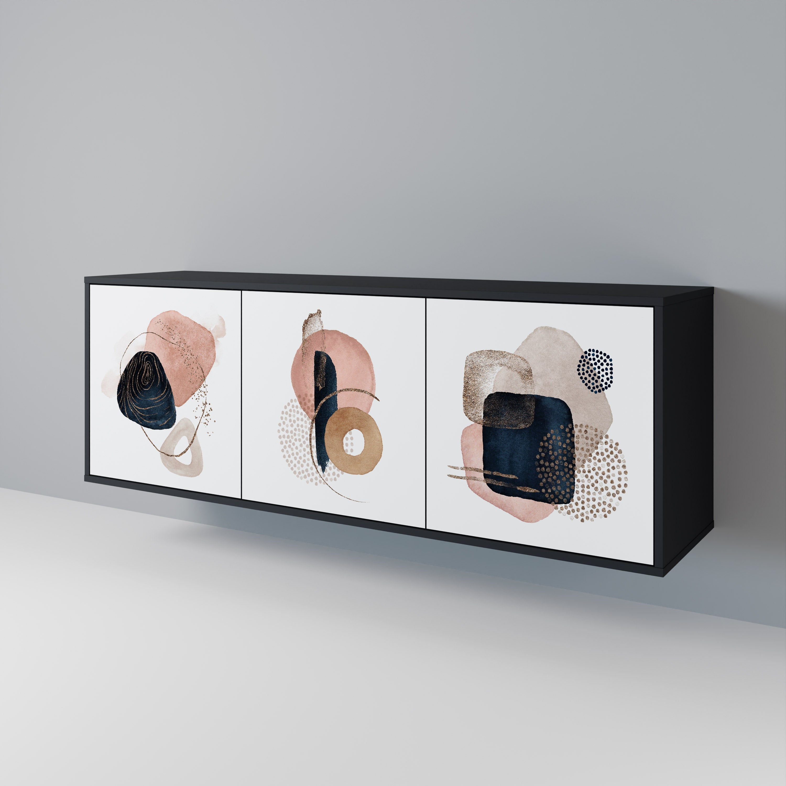 COLORFUL SHAPES 3-türiges Sideboard in Schwarz