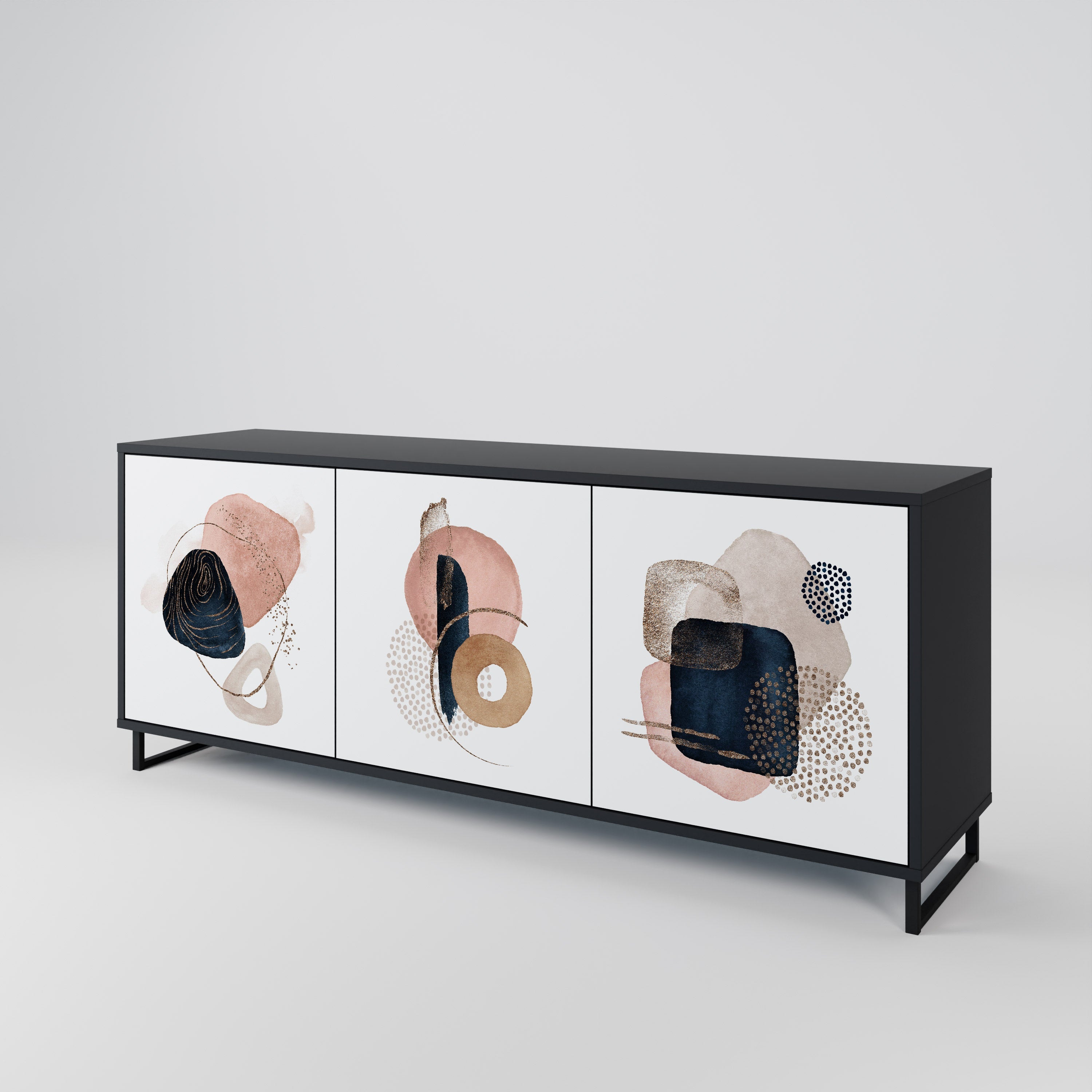 COLORFUL SHAPES 3-türiges Sideboard in Schwarz