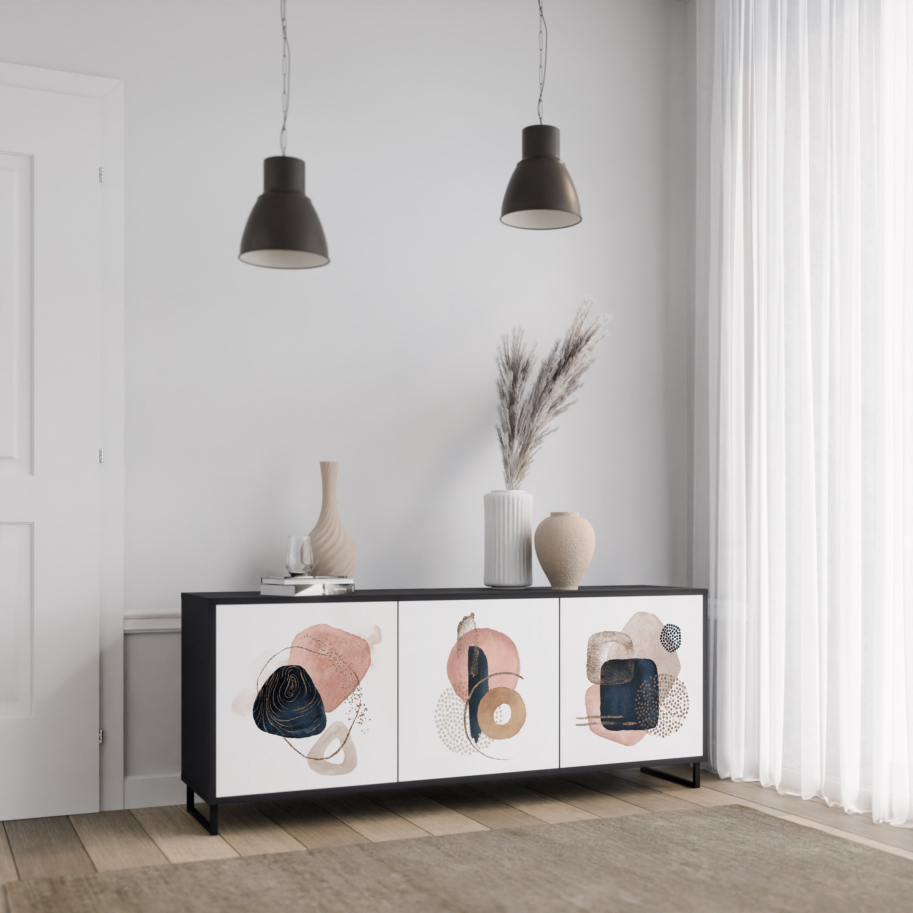 COLORFUL SHAPES 3-türiges Sideboard in Schwarz