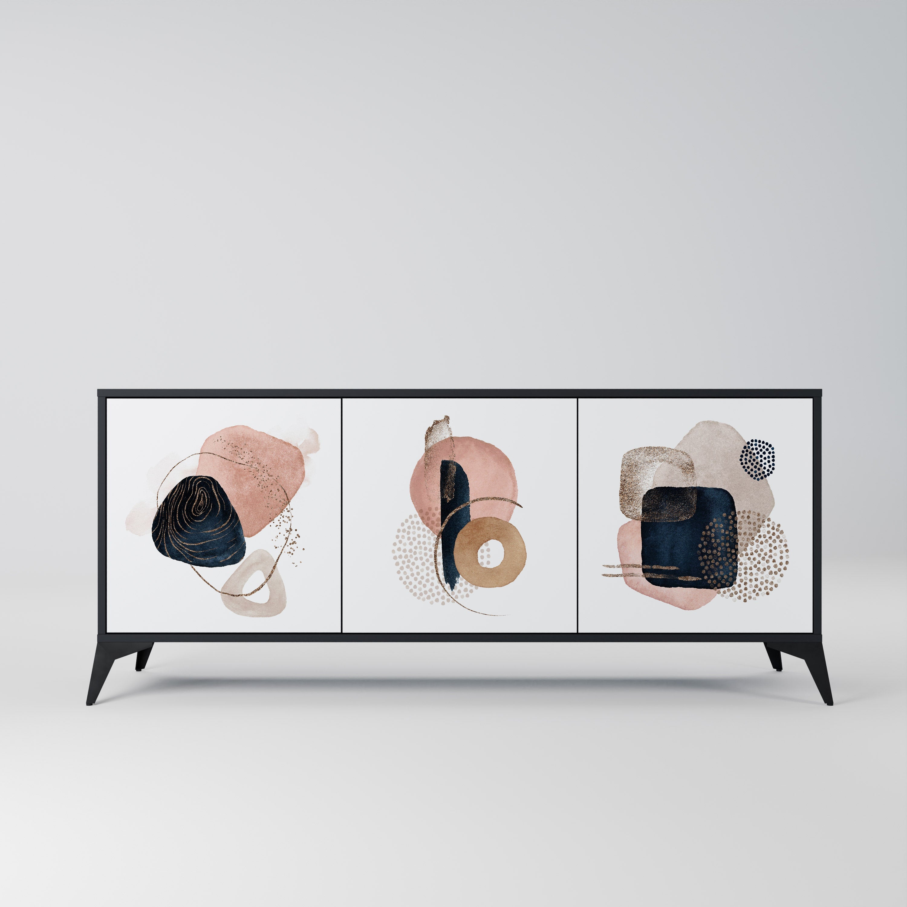COLORFUL SHAPES 3-türiges Sideboard in Schwarz