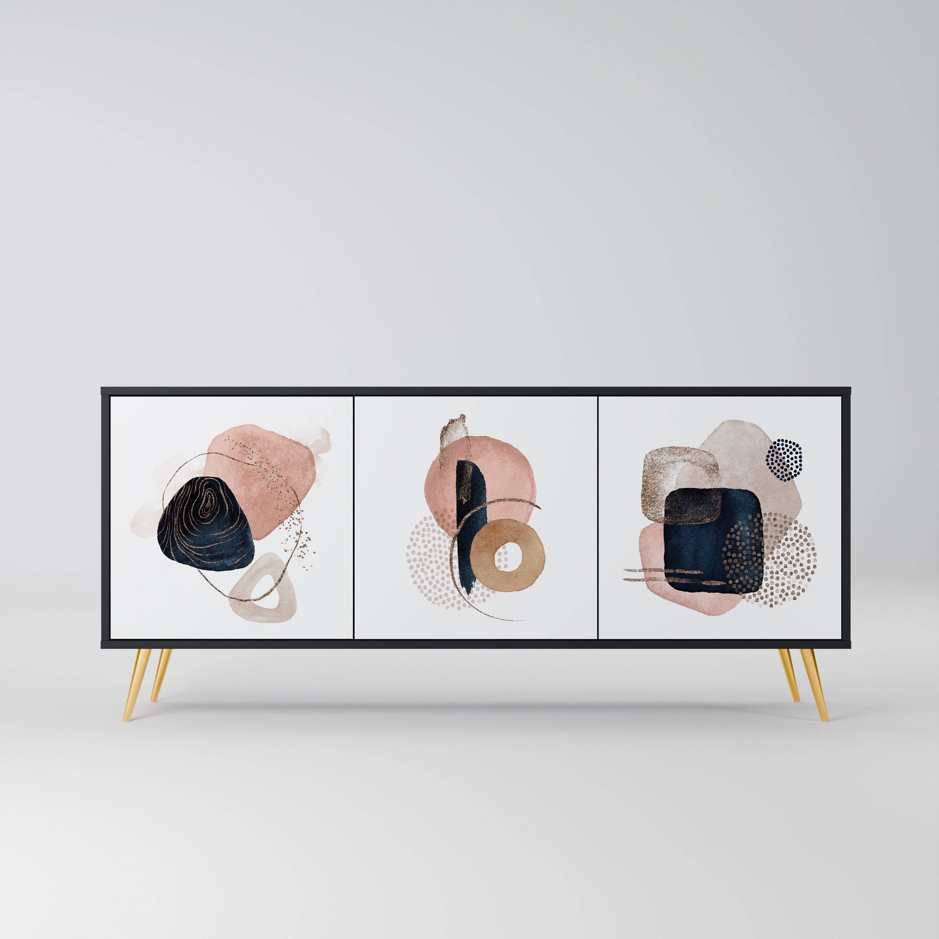 COLORFUL SHAPES 3-türiges Sideboard in Schwarz