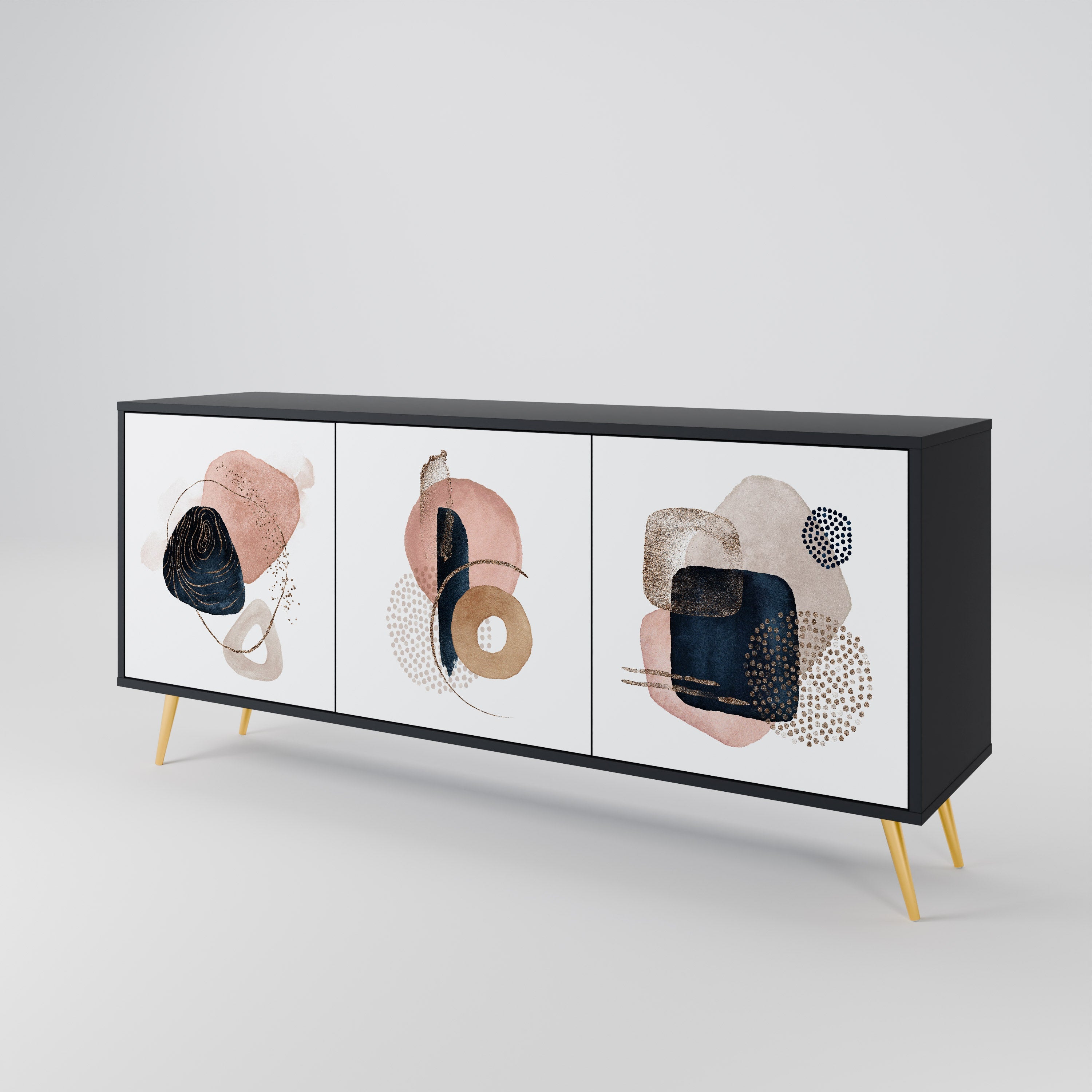 COLORFUL SHAPES 3-türiges Sideboard in Schwarz