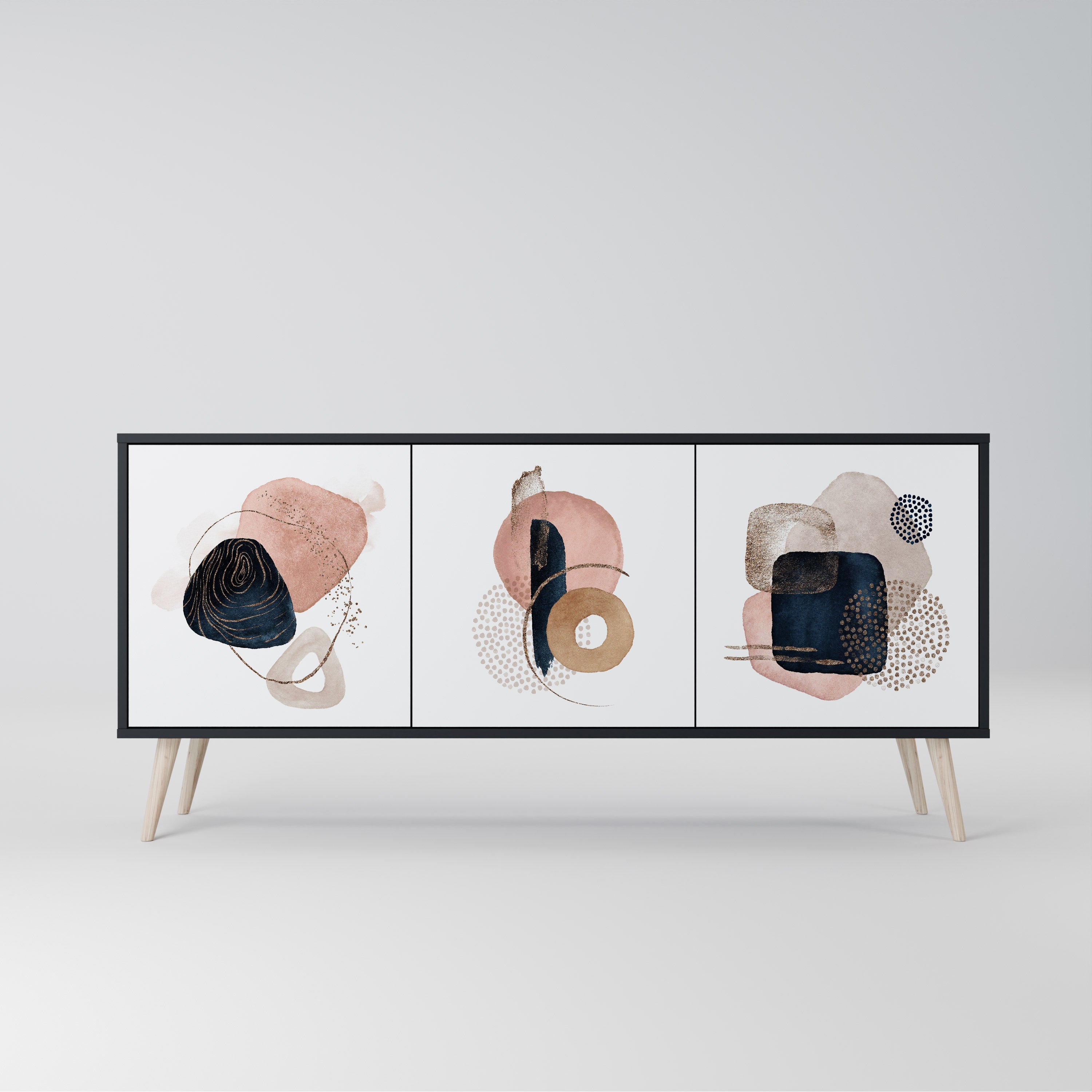 COLORFUL SHAPES 3-türiges Sideboard in Schwarz