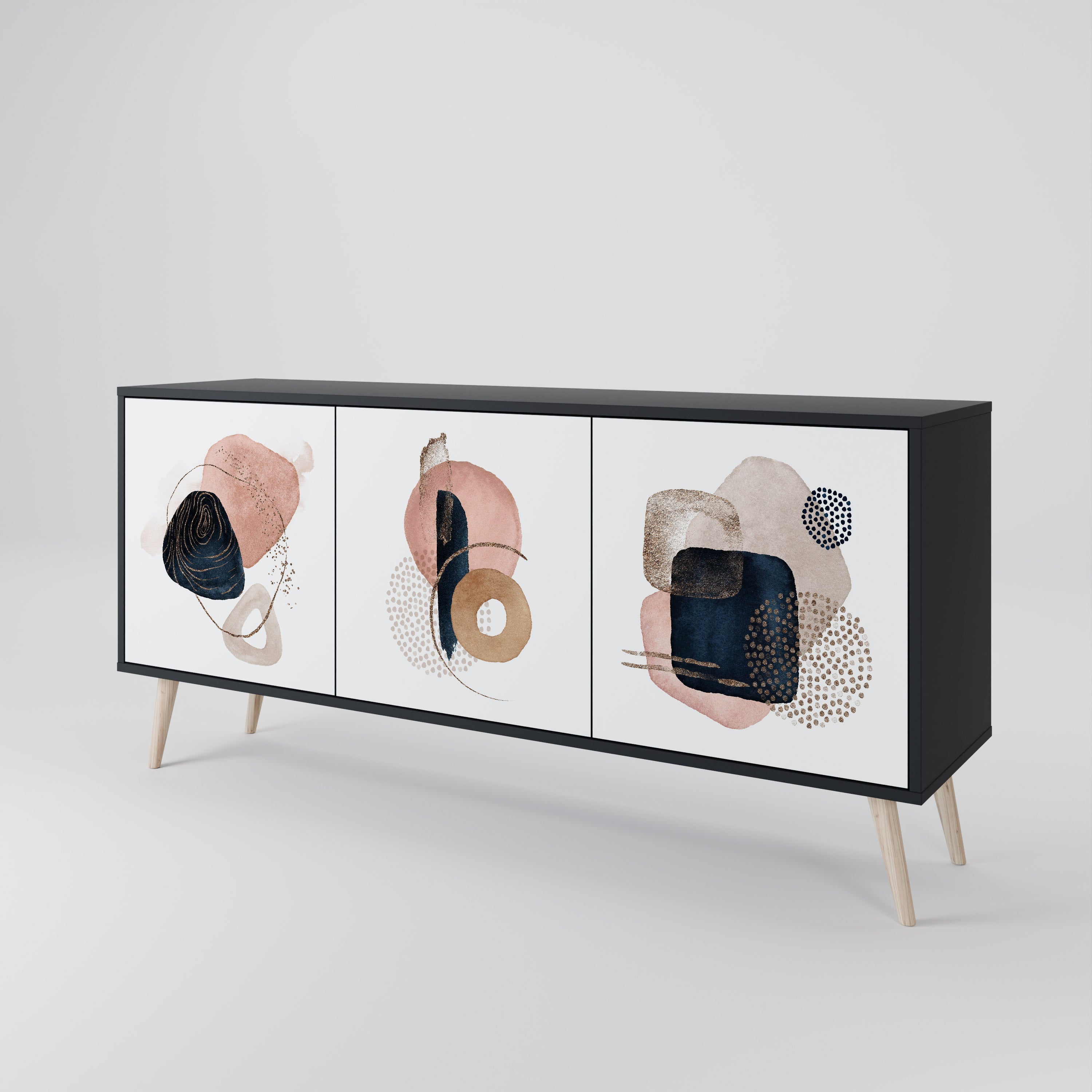 COLORFUL SHAPES 3-türiges Sideboard in Schwarz