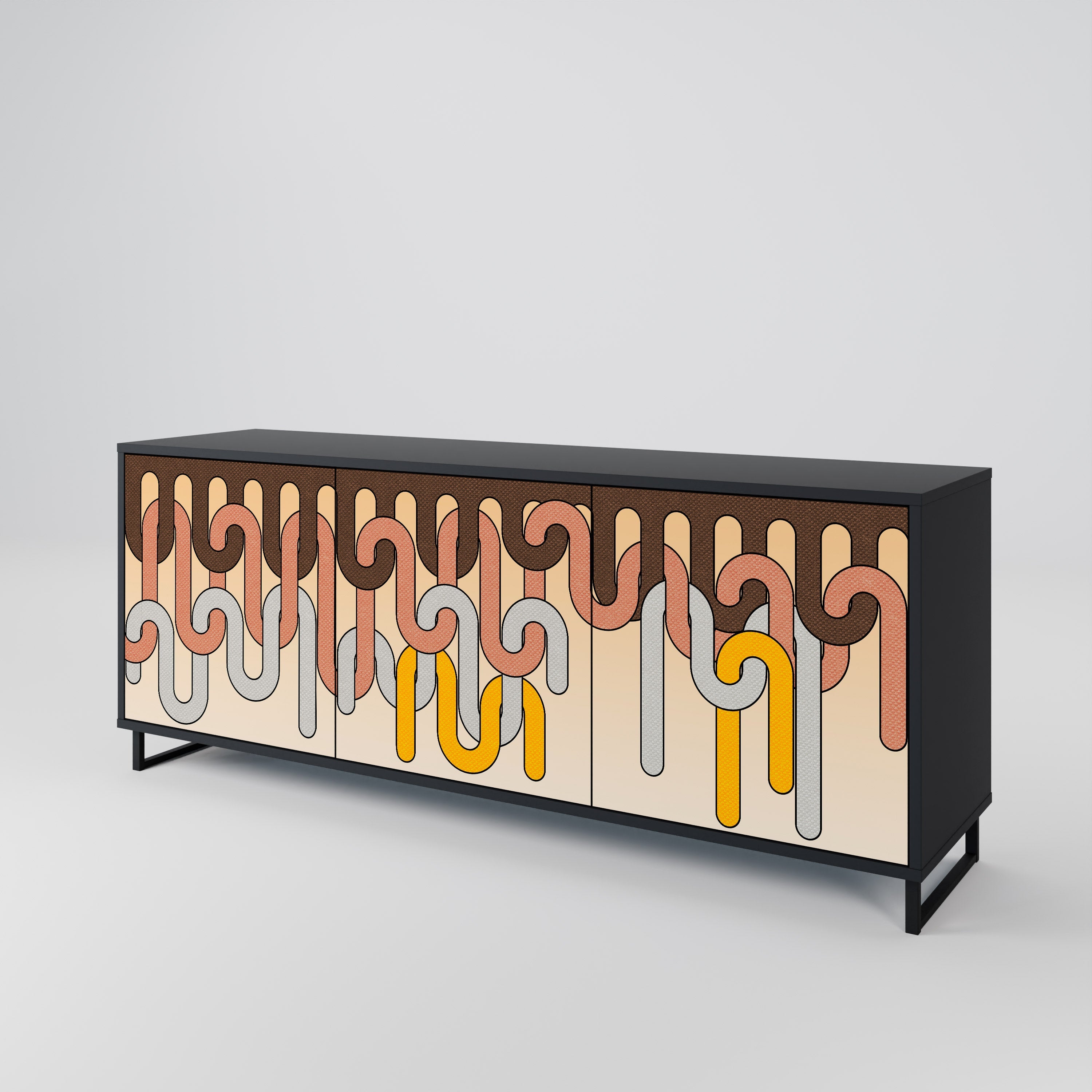 COLORFUL STRINGS 3-türiges Sideboard in Schwarz
