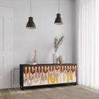 COLORFUL STRINGS Sideboard mit 3 Türen in Schwarz