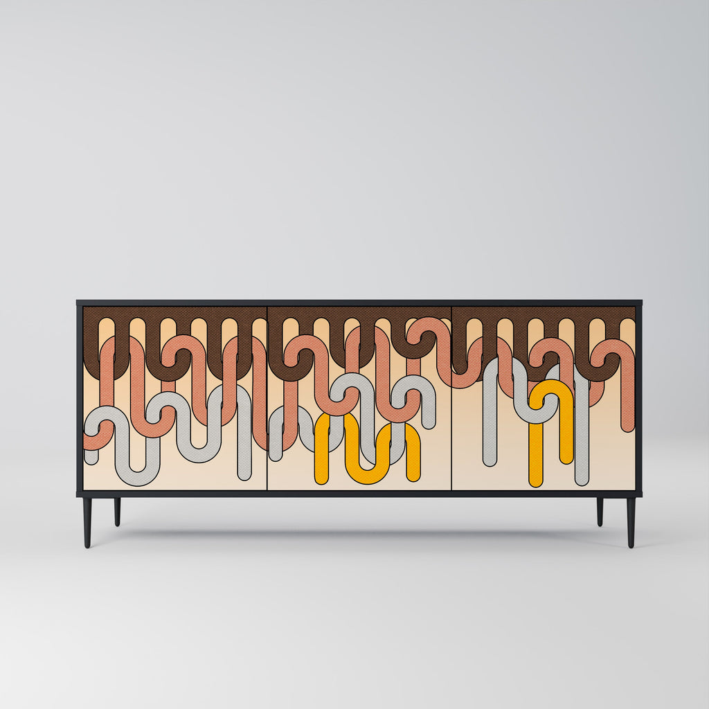 COLORFUL STRINGS 3-türiges Sideboard in Schwarz