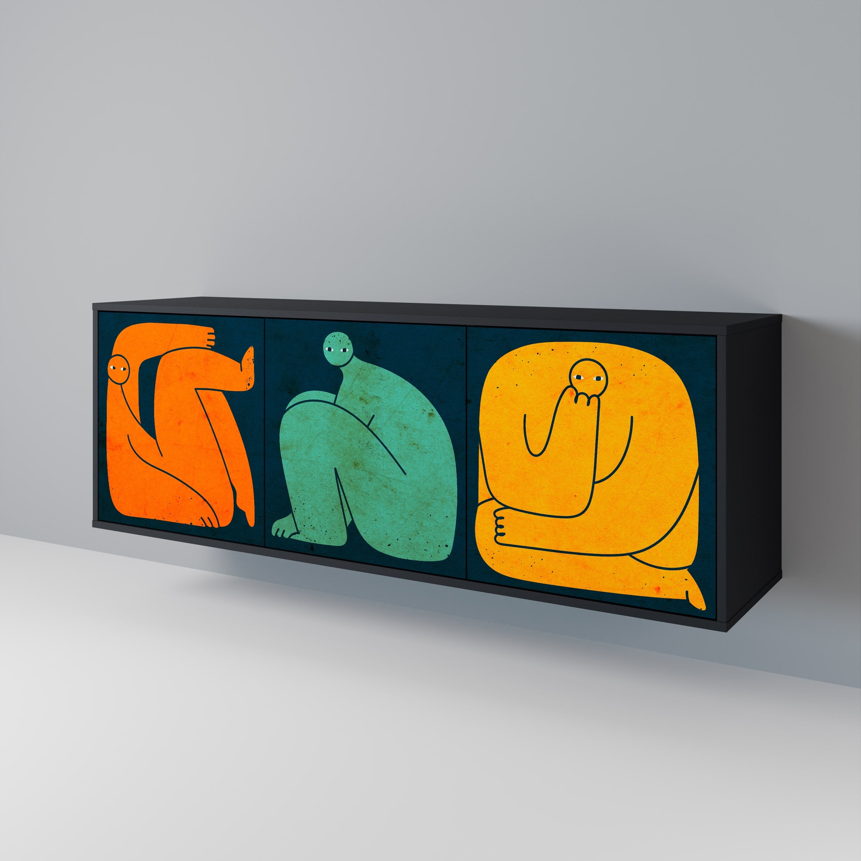 TOGETHER BUT SEPARAT 3-türiges Sideboard in Schwarz