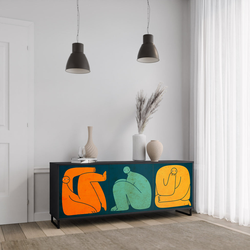 TOGETHER BUT SEPARAT 3-türiges Sideboard in Schwarz