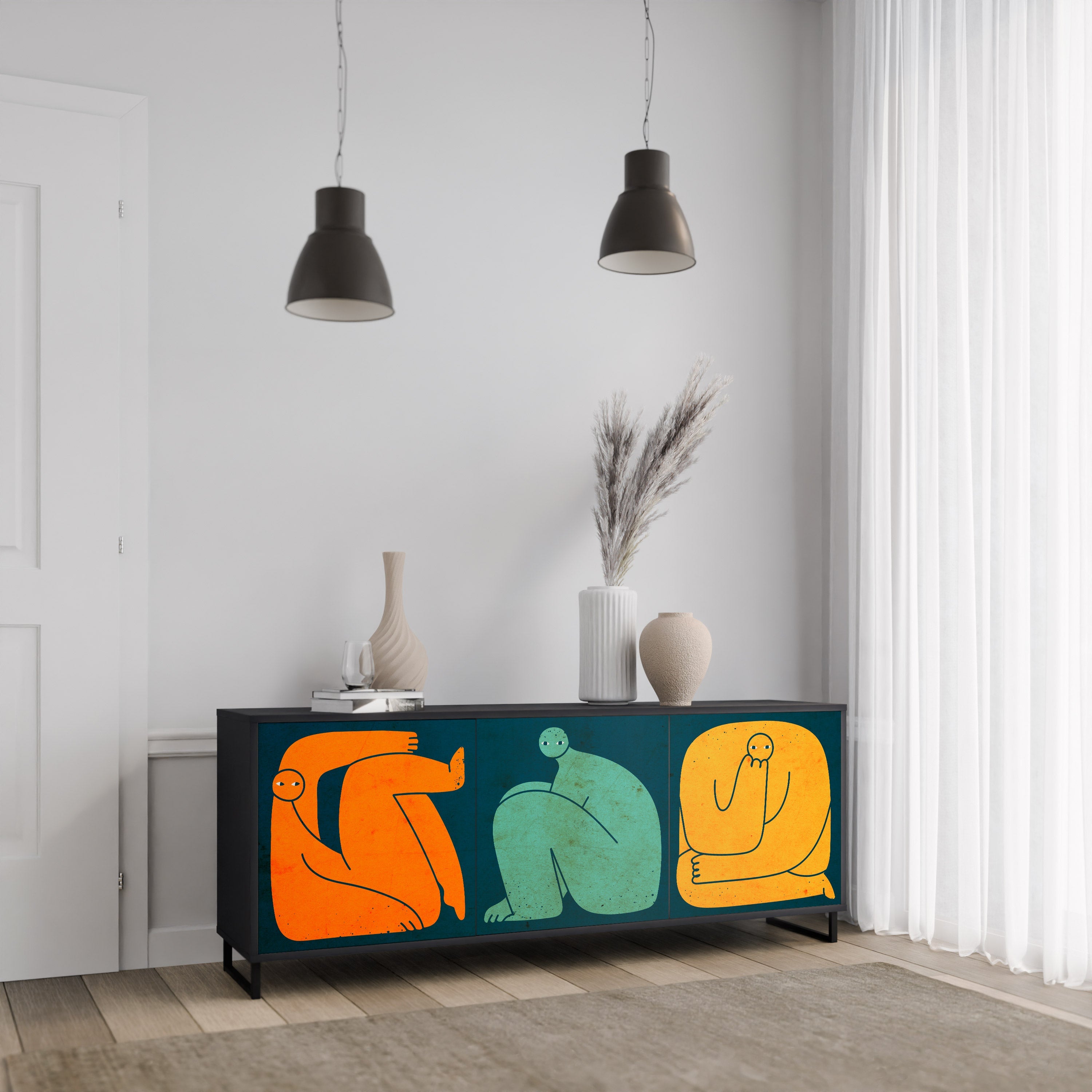 TOGETHER BUT SEPARAT 3-türiges Sideboard in Schwarz