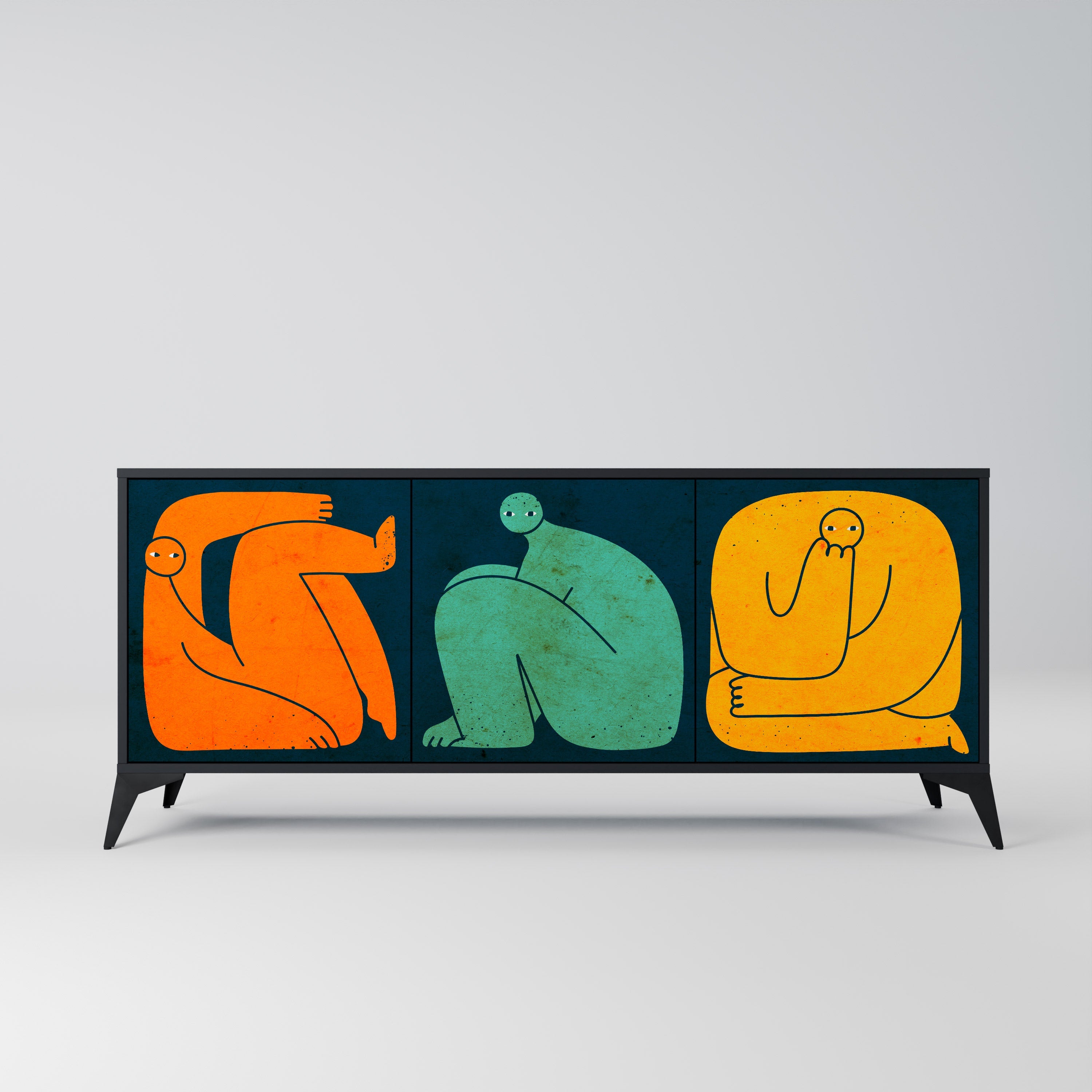 TOGETHER BUT SEPARAT 3-türiges Sideboard in Schwarz