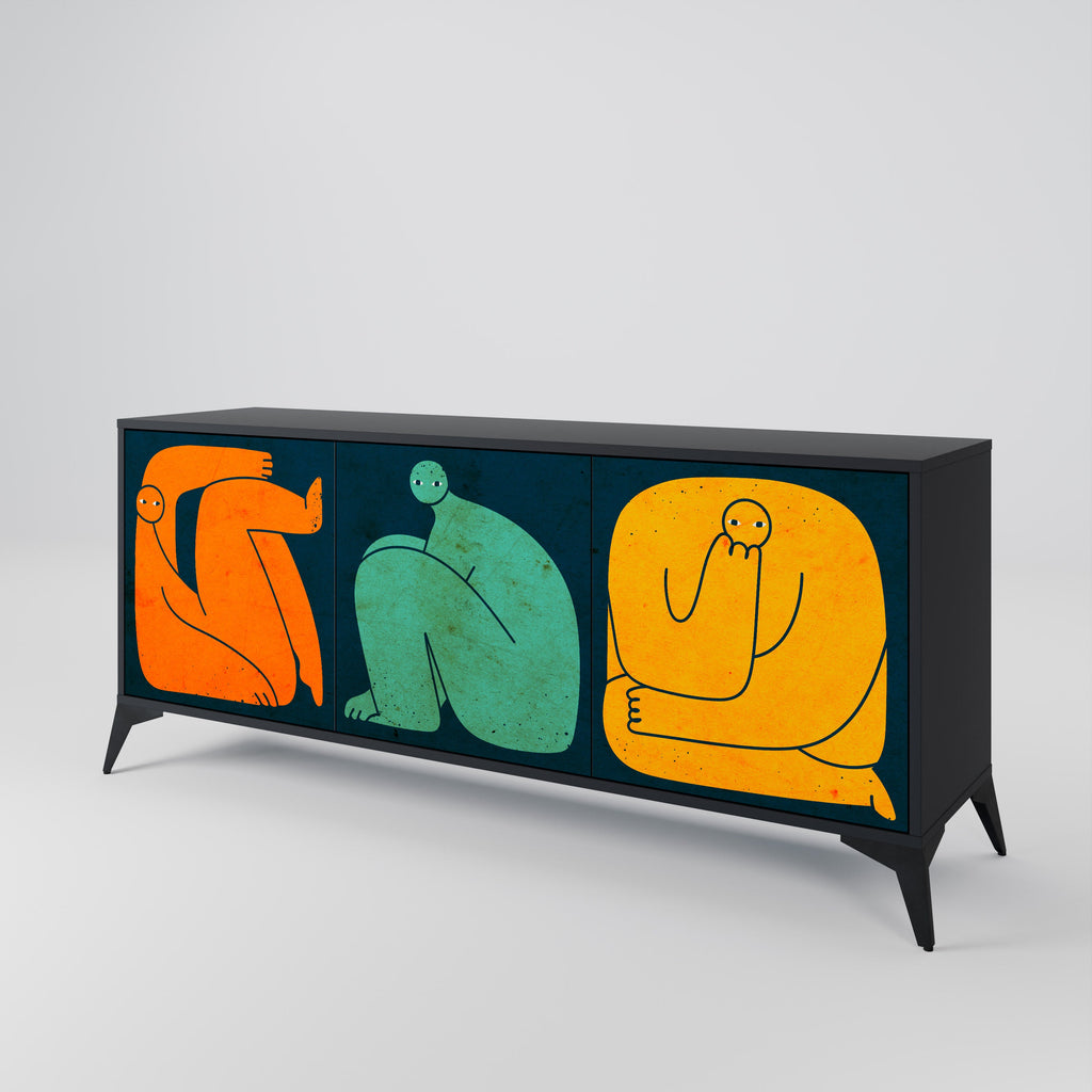 TOGETHER BUT SEPARAT 3-türiges Sideboard in Schwarz