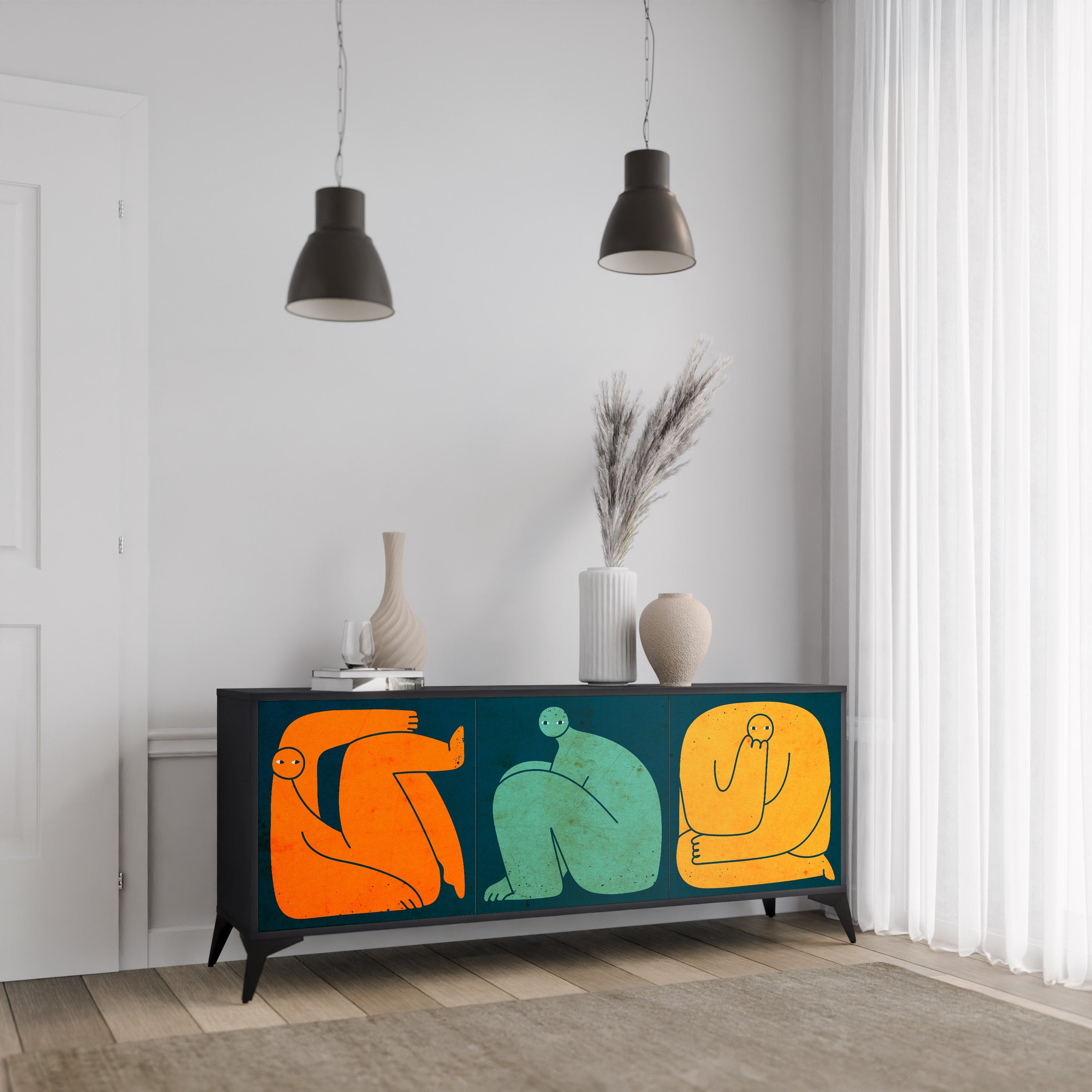 TOGETHER BUT SEPARAT 3-türiges Sideboard in Schwarz