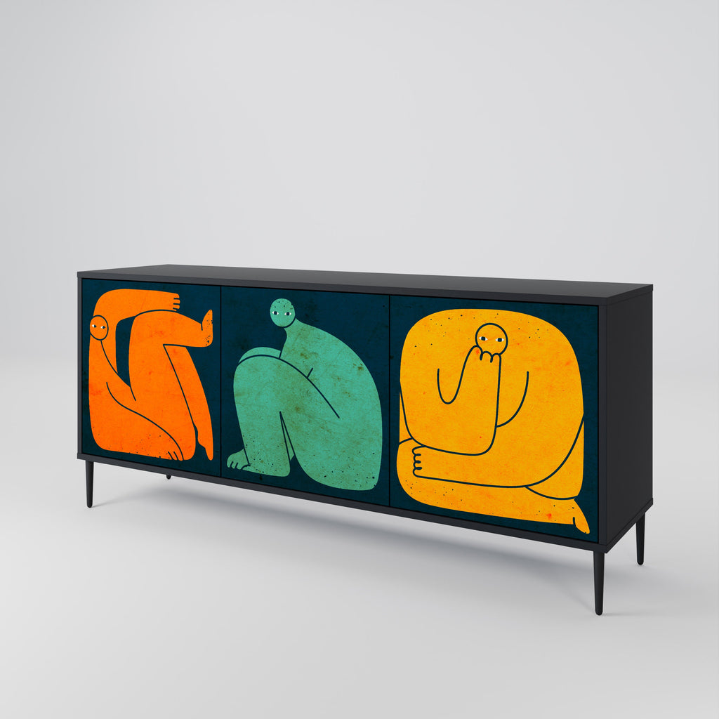 TOGETHER BUT SEPARAT 3-türiges Sideboard in Schwarz