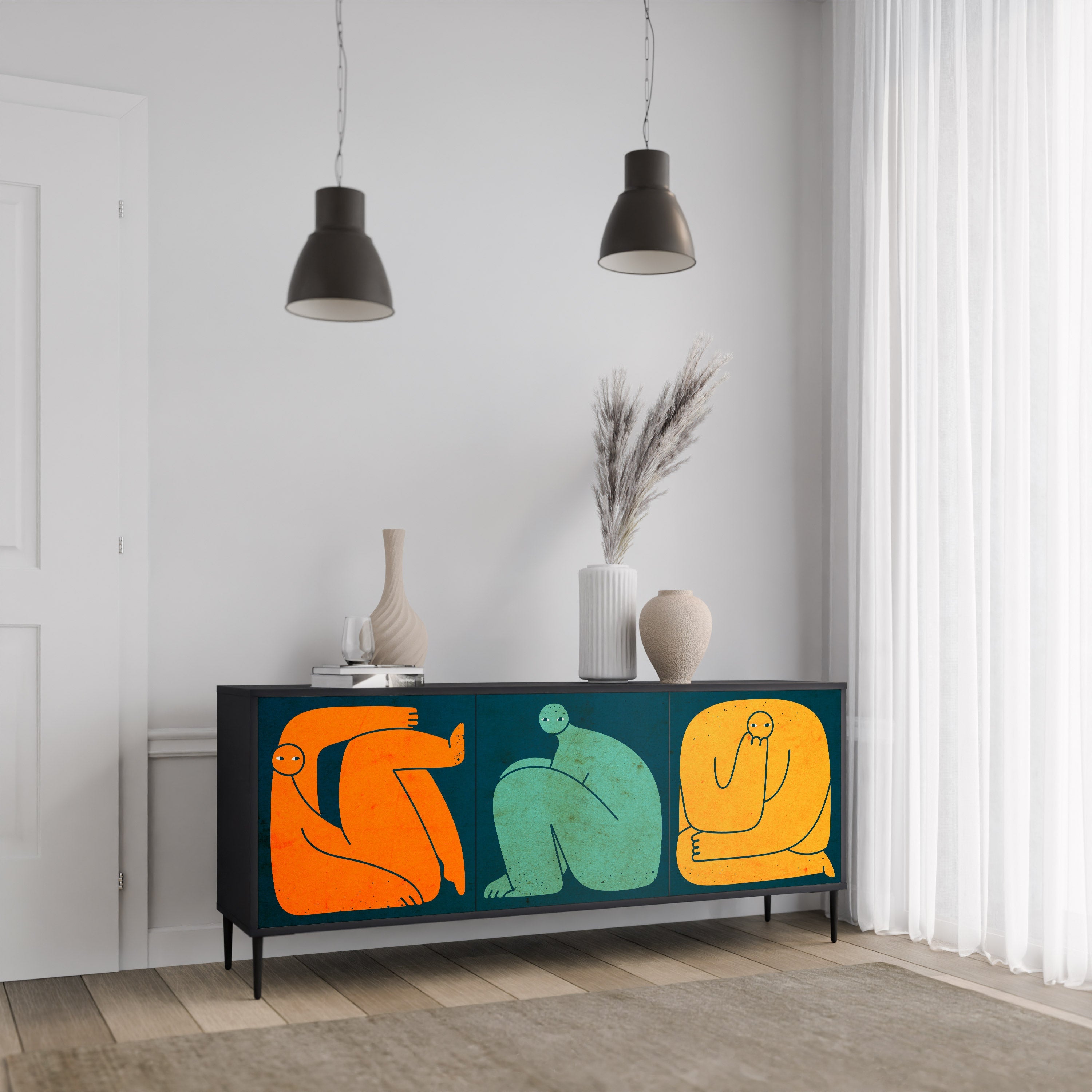 TOGETHER BUT SEPARAT 3-türiges Sideboard in Schwarz