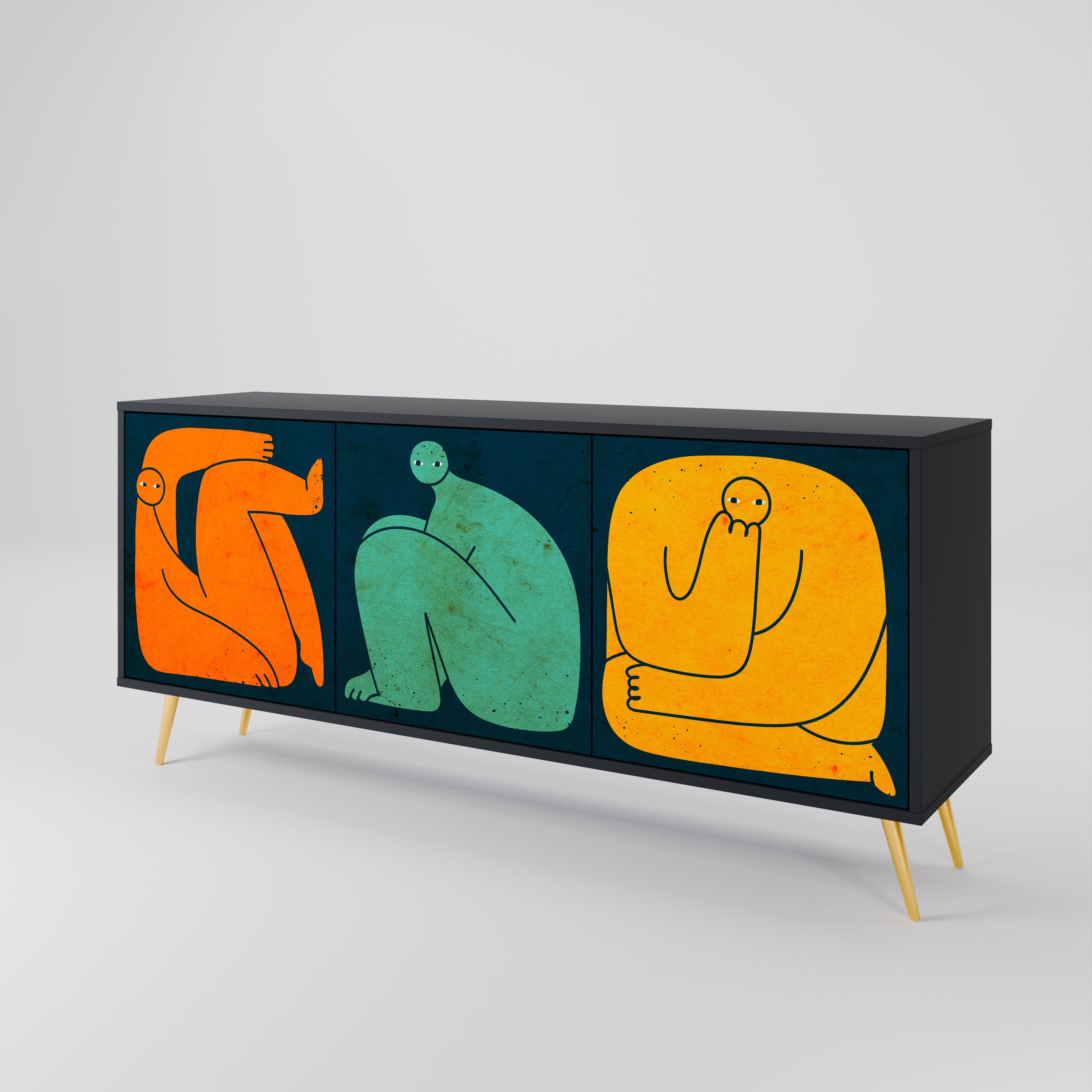 TOGETHER BUT SEPARAT 3-türiges Sideboard in Schwarz