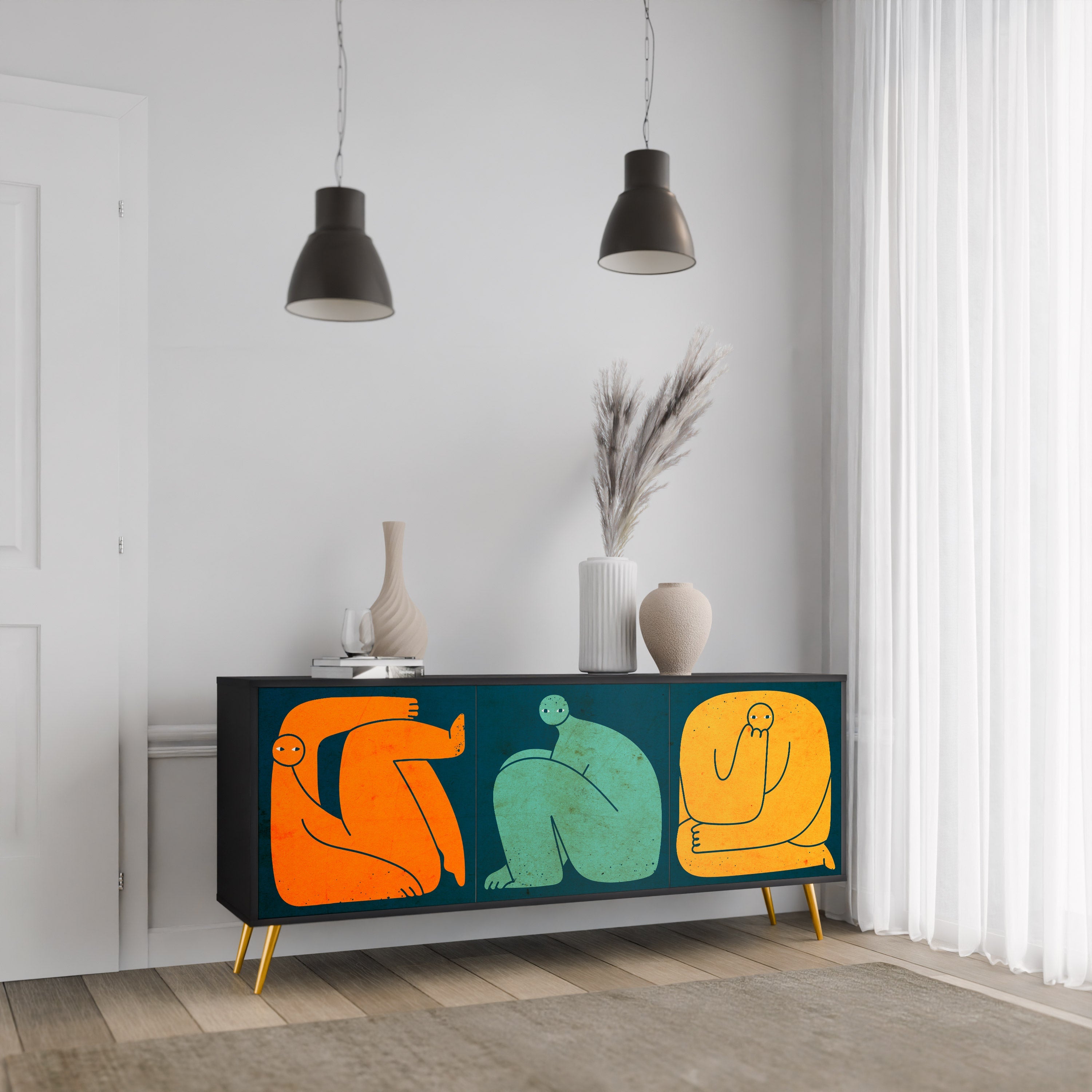 TOGETHER BUT SEPARAT 3-türiges Sideboard in Schwarz
