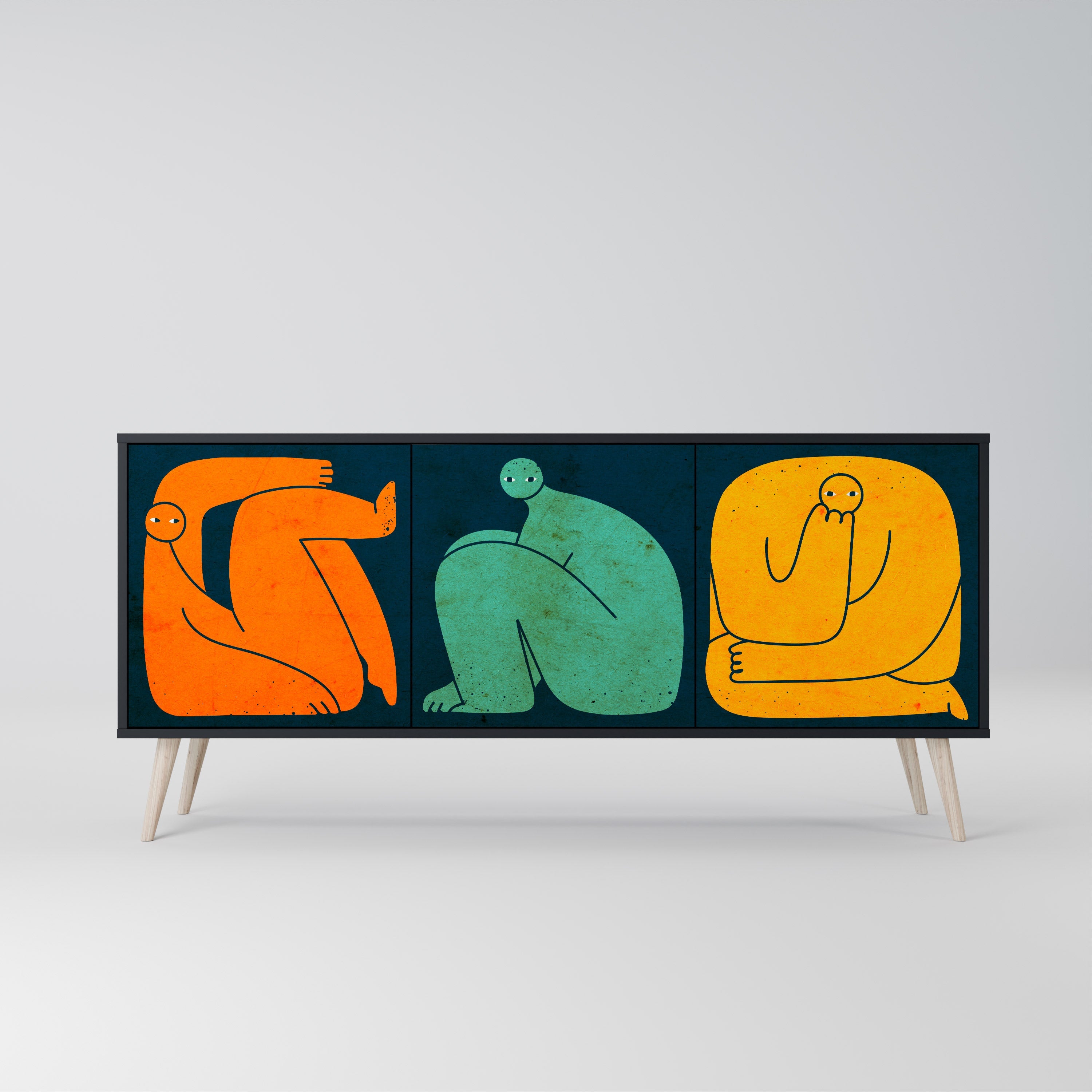 TOGETHER BUT SEPARAT 3-türiges Sideboard in Schwarz