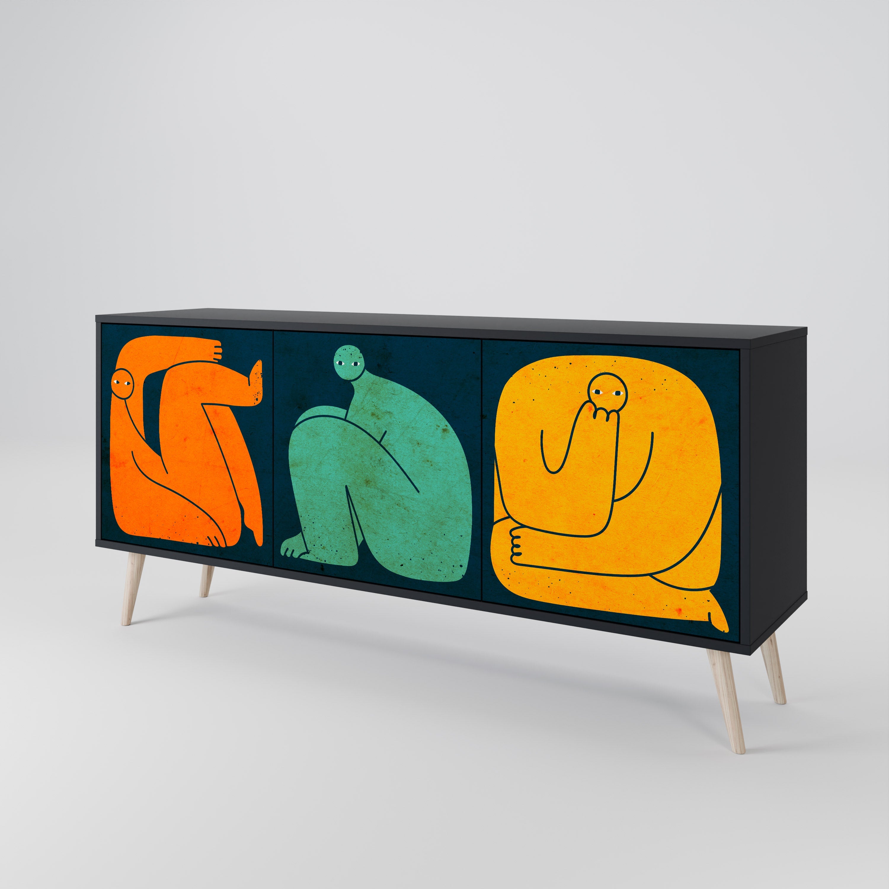 TOGETHER BUT SEPARAT 3-türiges Sideboard in Schwarz