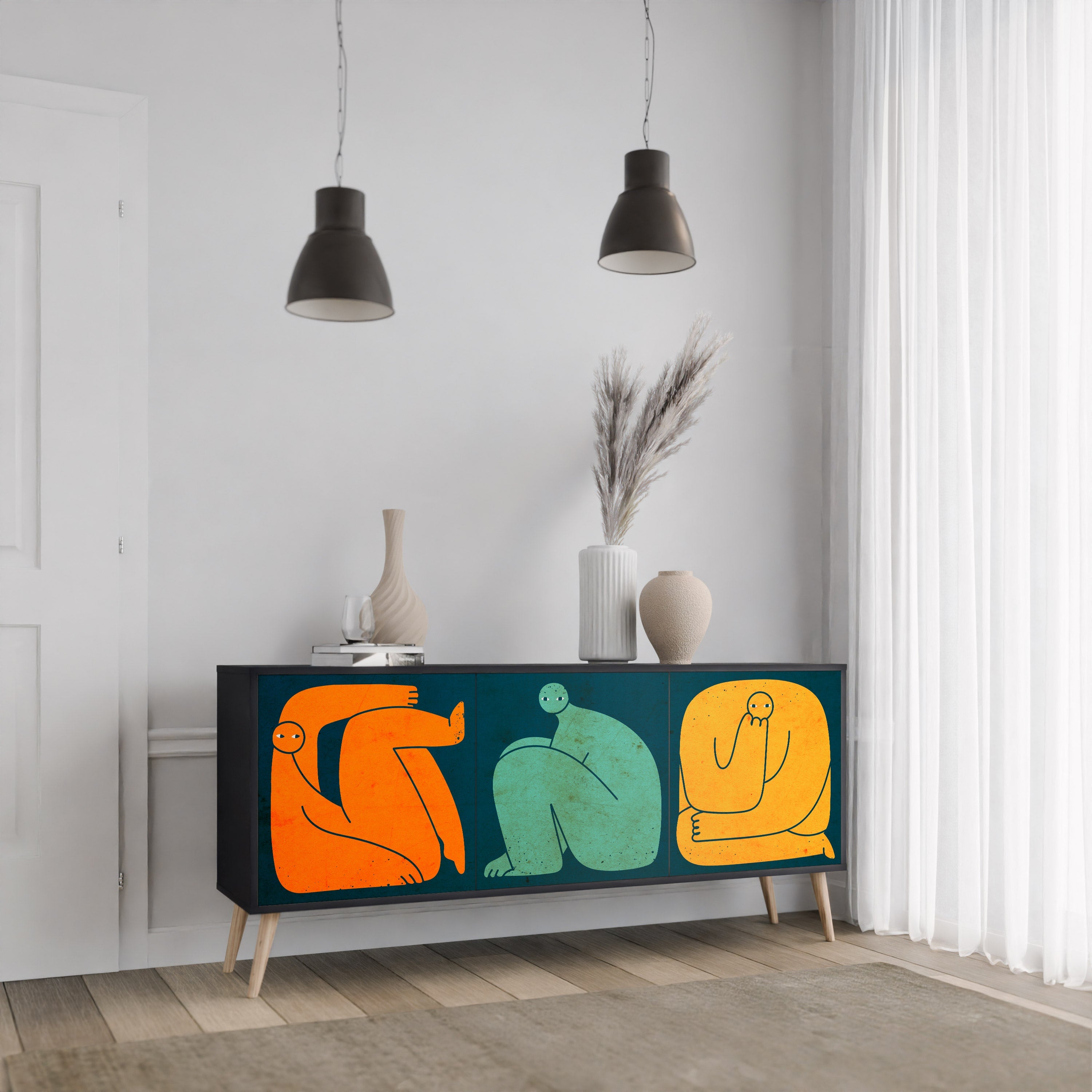 TOGETHER BUT SEPARAT 3-türiges Sideboard in Schwarz
