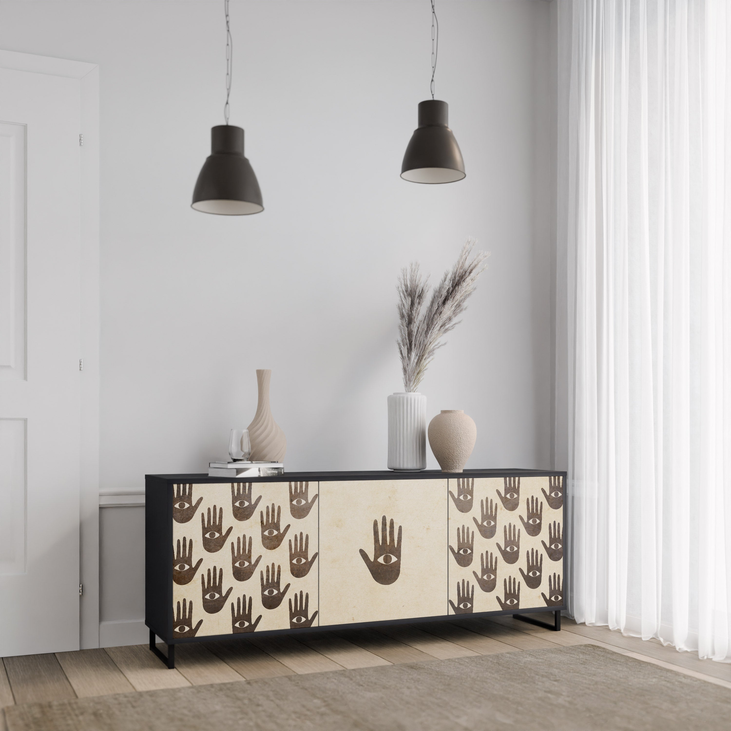 MEHR SEHEN 3-türiges Sideboard in Schwarz