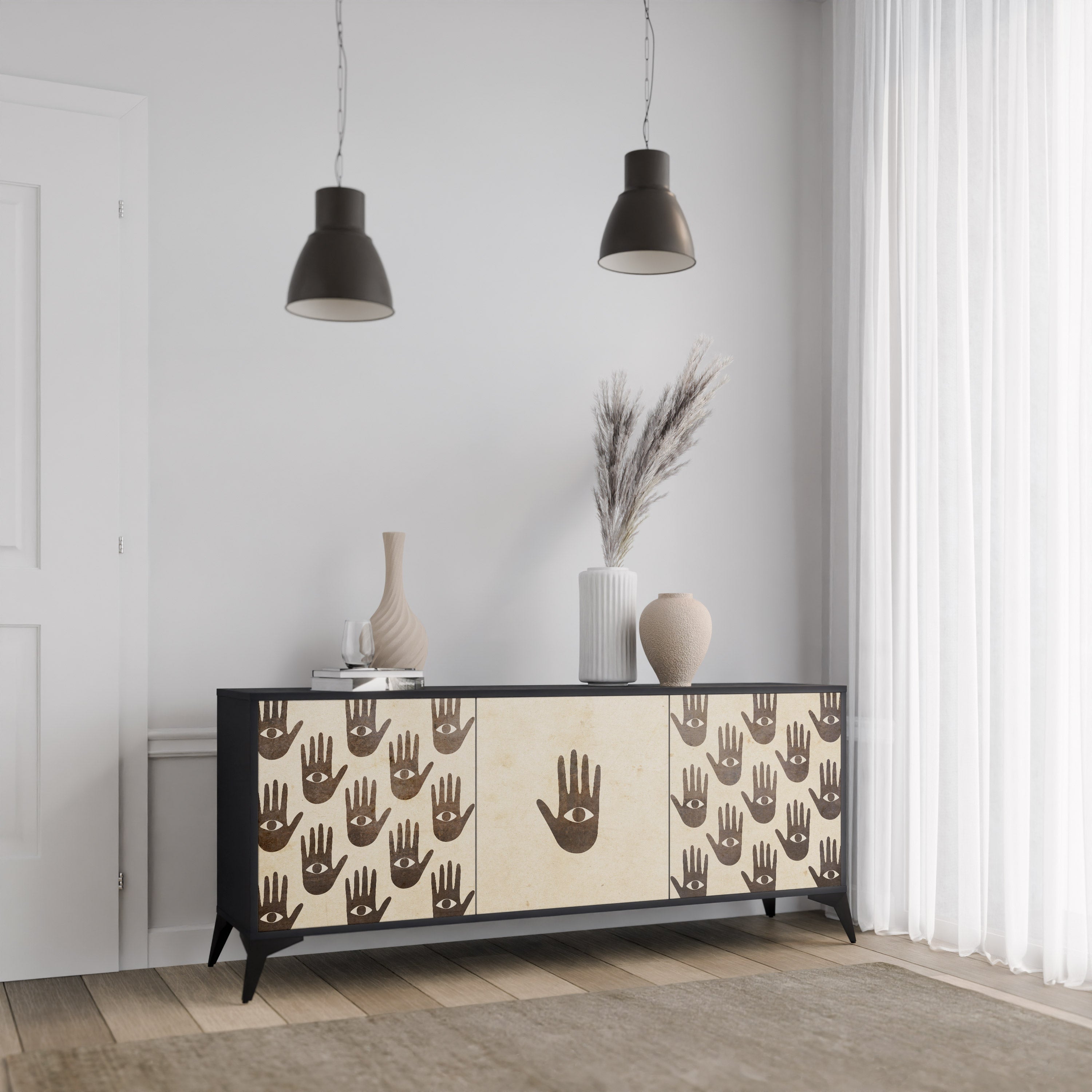 MEHR SEHEN 3-türiges Sideboard in Schwarz
