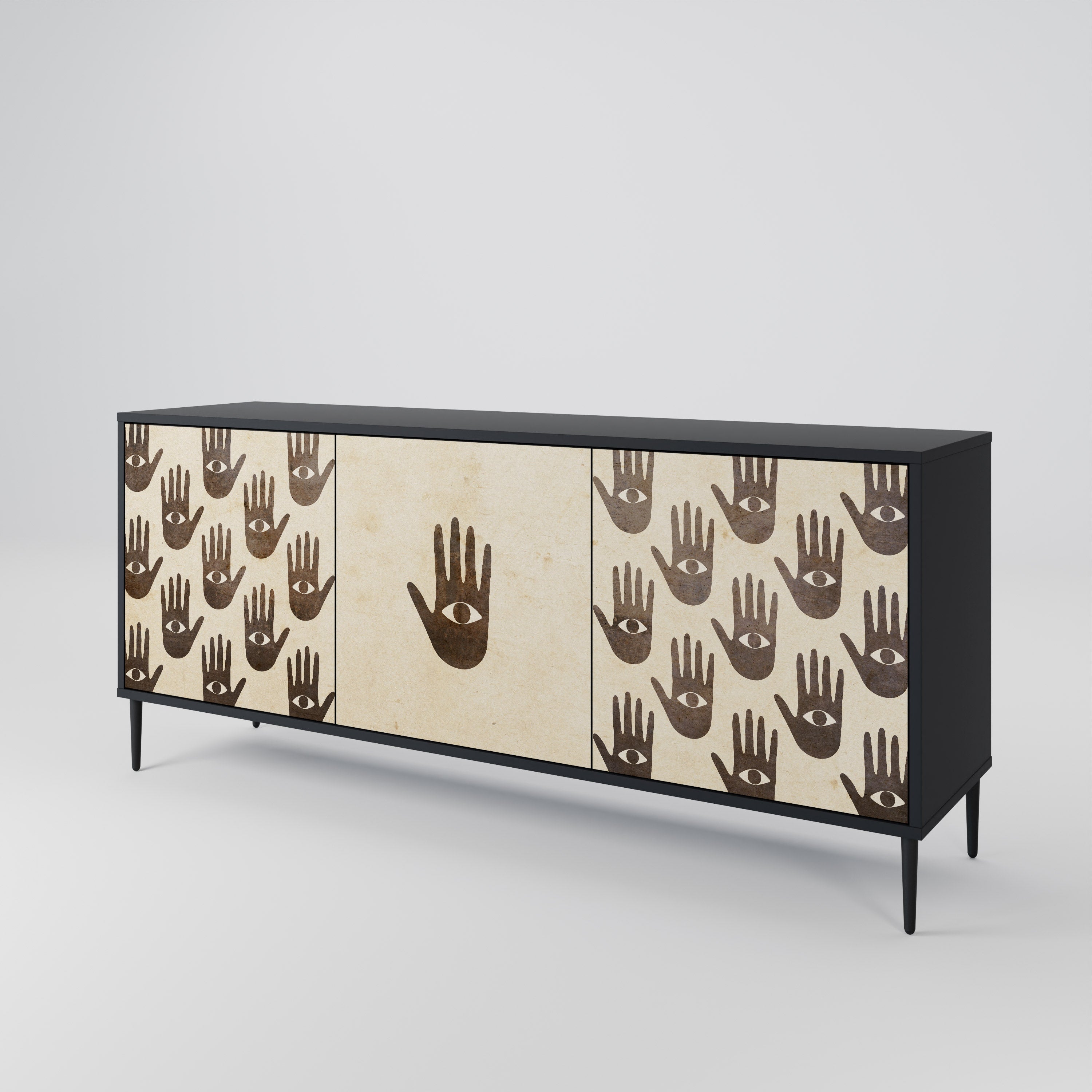 MEHR SEHEN 3-türiges Sideboard in Schwarz