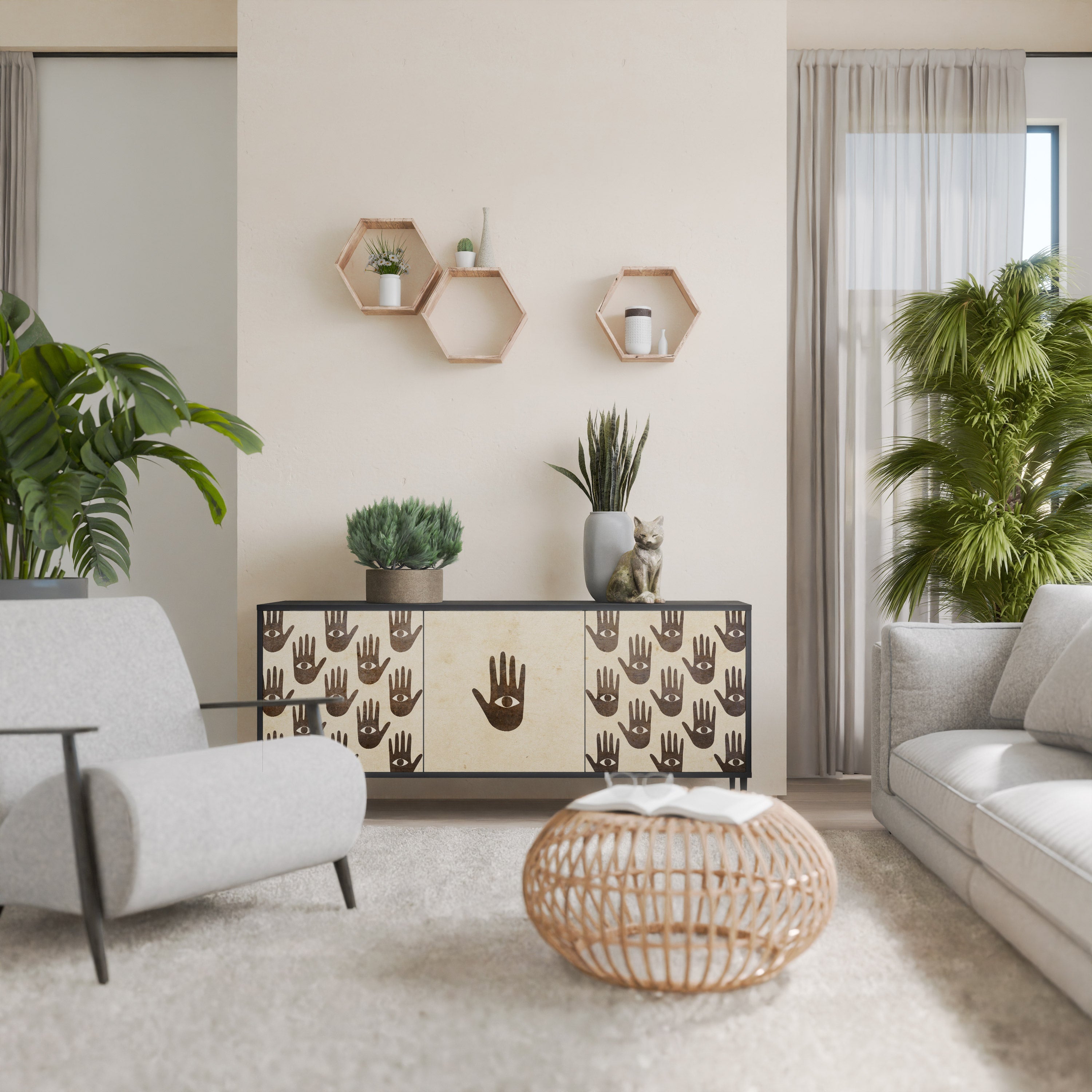 MEHR SEHEN 3-türiges Sideboard in Schwarz