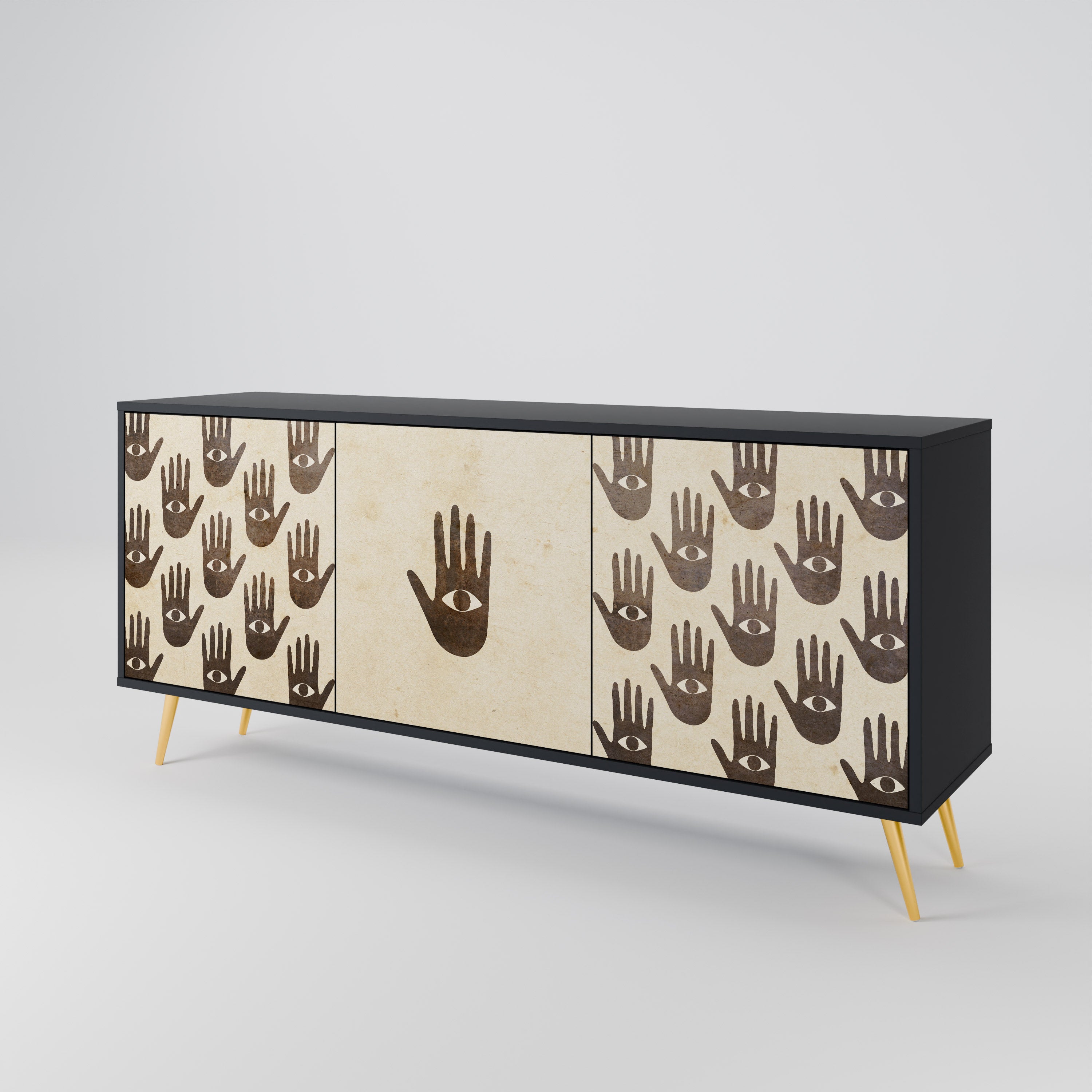 MEHR SEHEN 3-türiges Sideboard in Schwarz