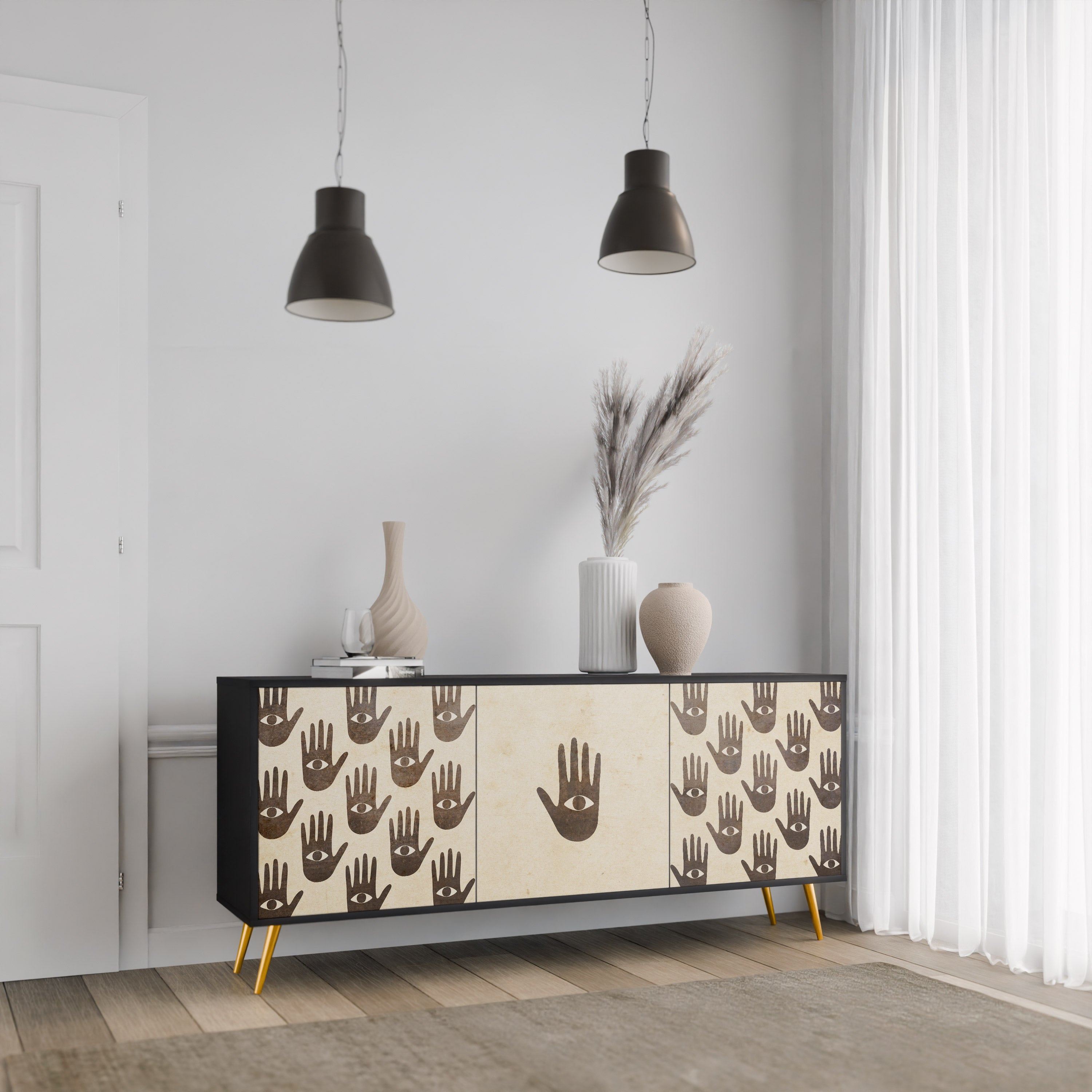 MEHR SEHEN 3-türiges Sideboard in Schwarz