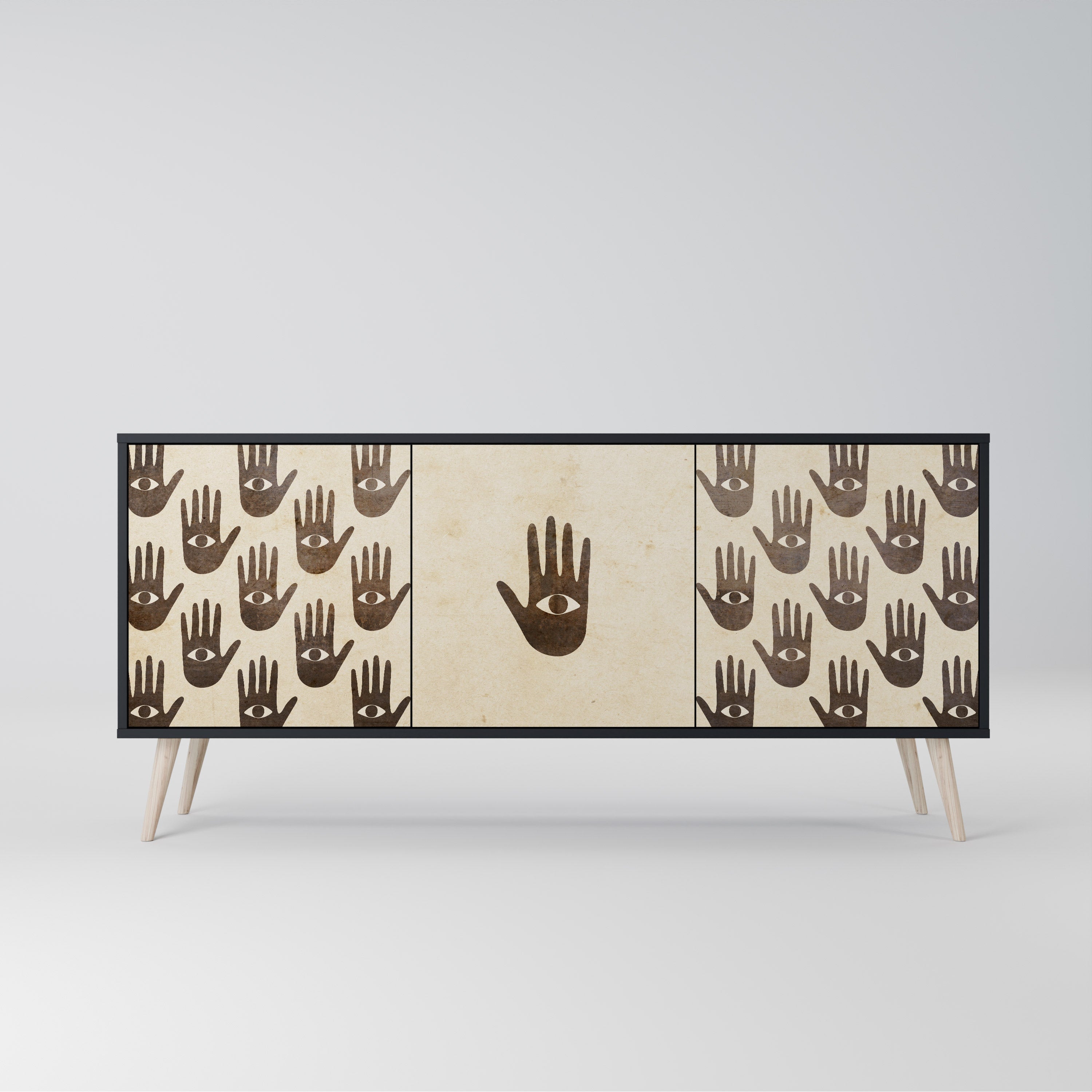 MEHR SEHEN 3-türiges Sideboard in Schwarz