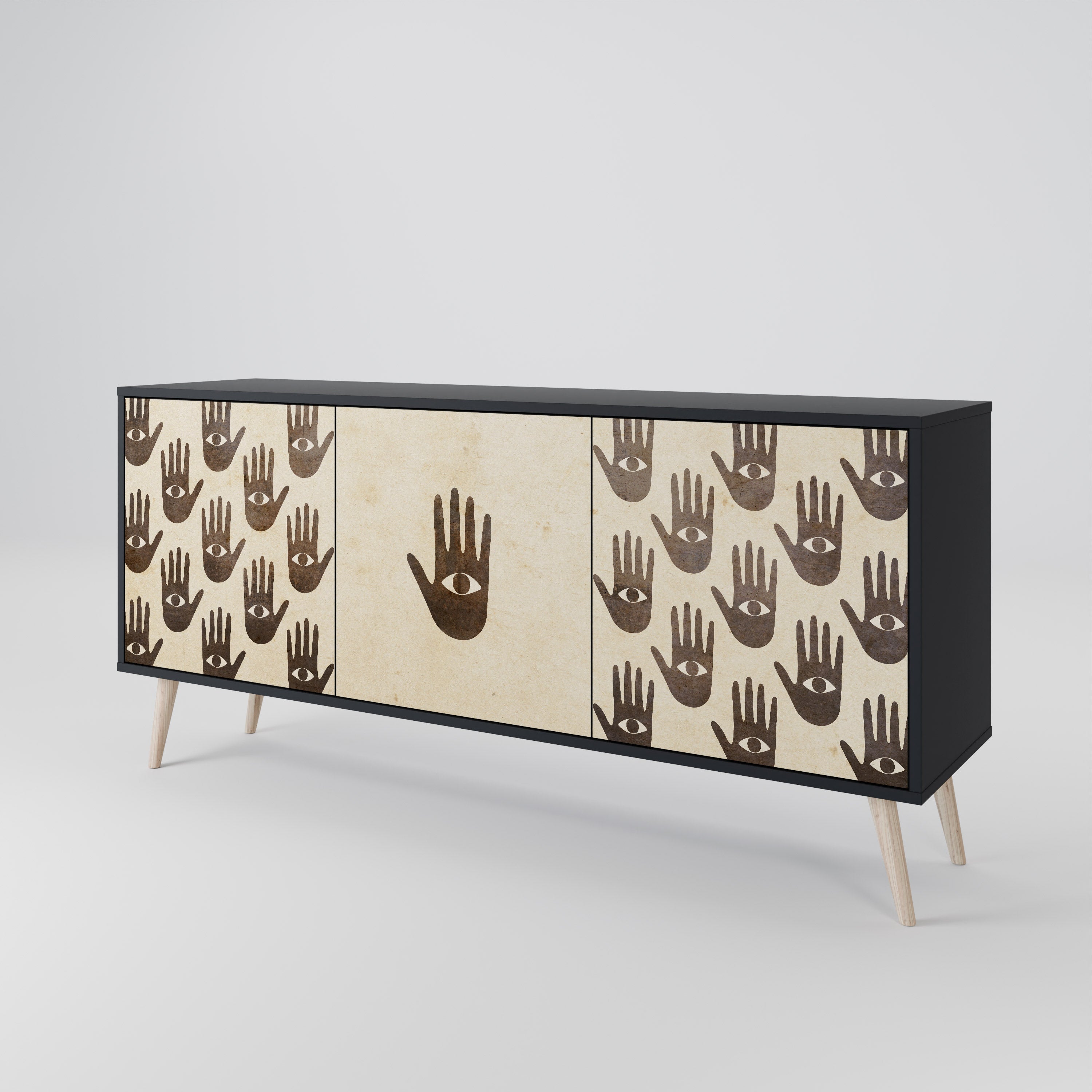 MEHR SEHEN 3-türiges Sideboard in Schwarz