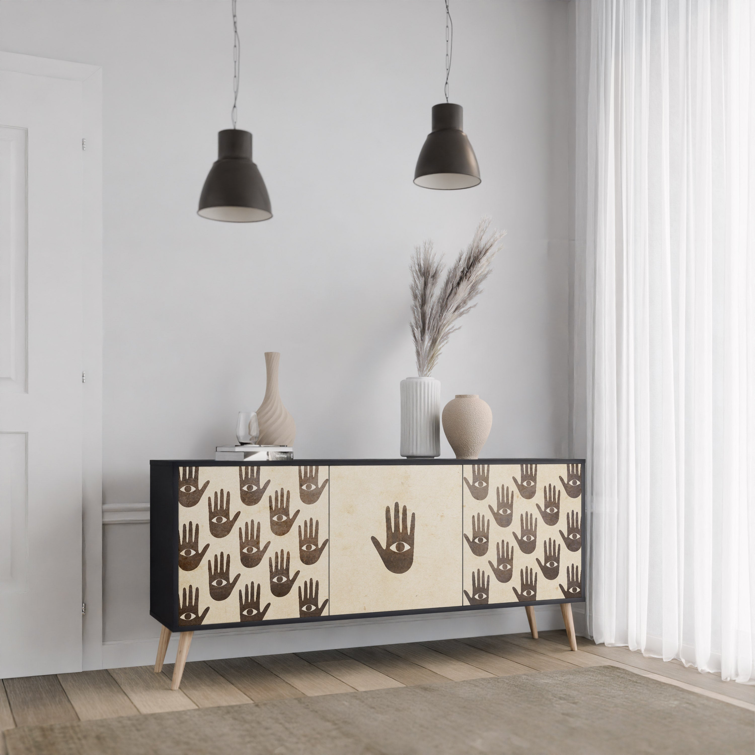 MEHR SEHEN 3-türiges Sideboard in Schwarz