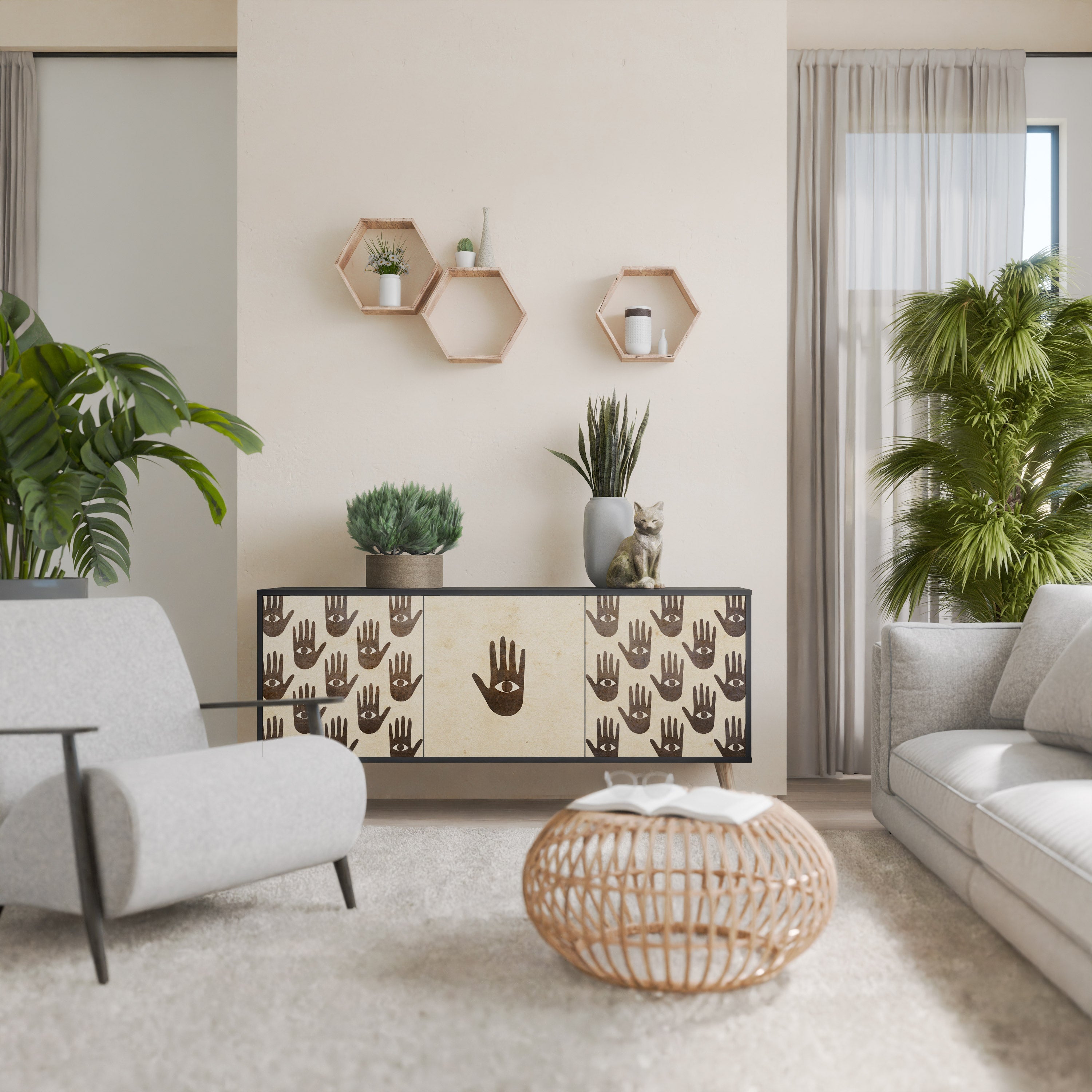 MEHR SEHEN 3-türiges Sideboard in Schwarz