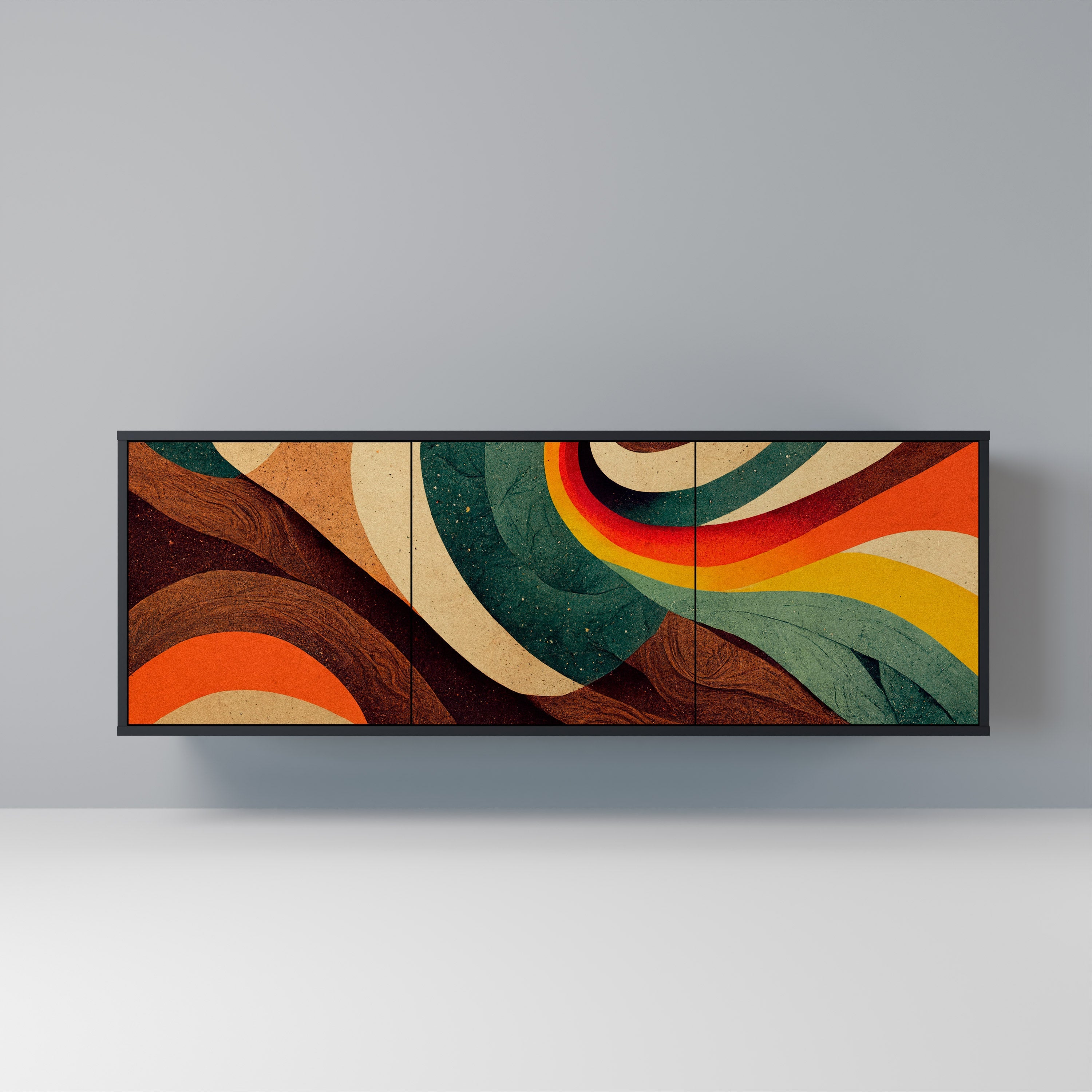 COLORFUL STRANDS 3-türiges Sideboard in Schwarz