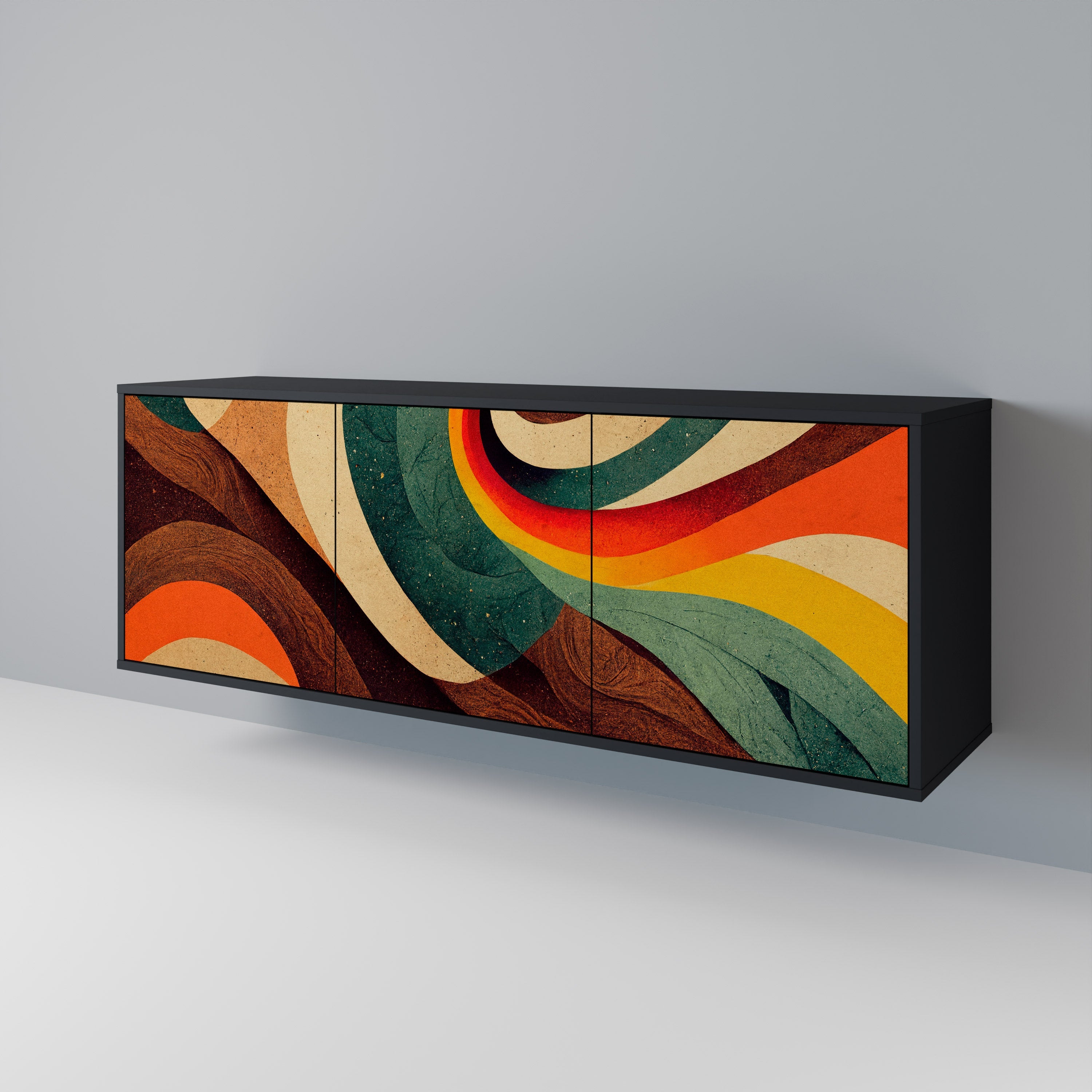 COLORFUL STRANDS 3-türiges Sideboard in Schwarz