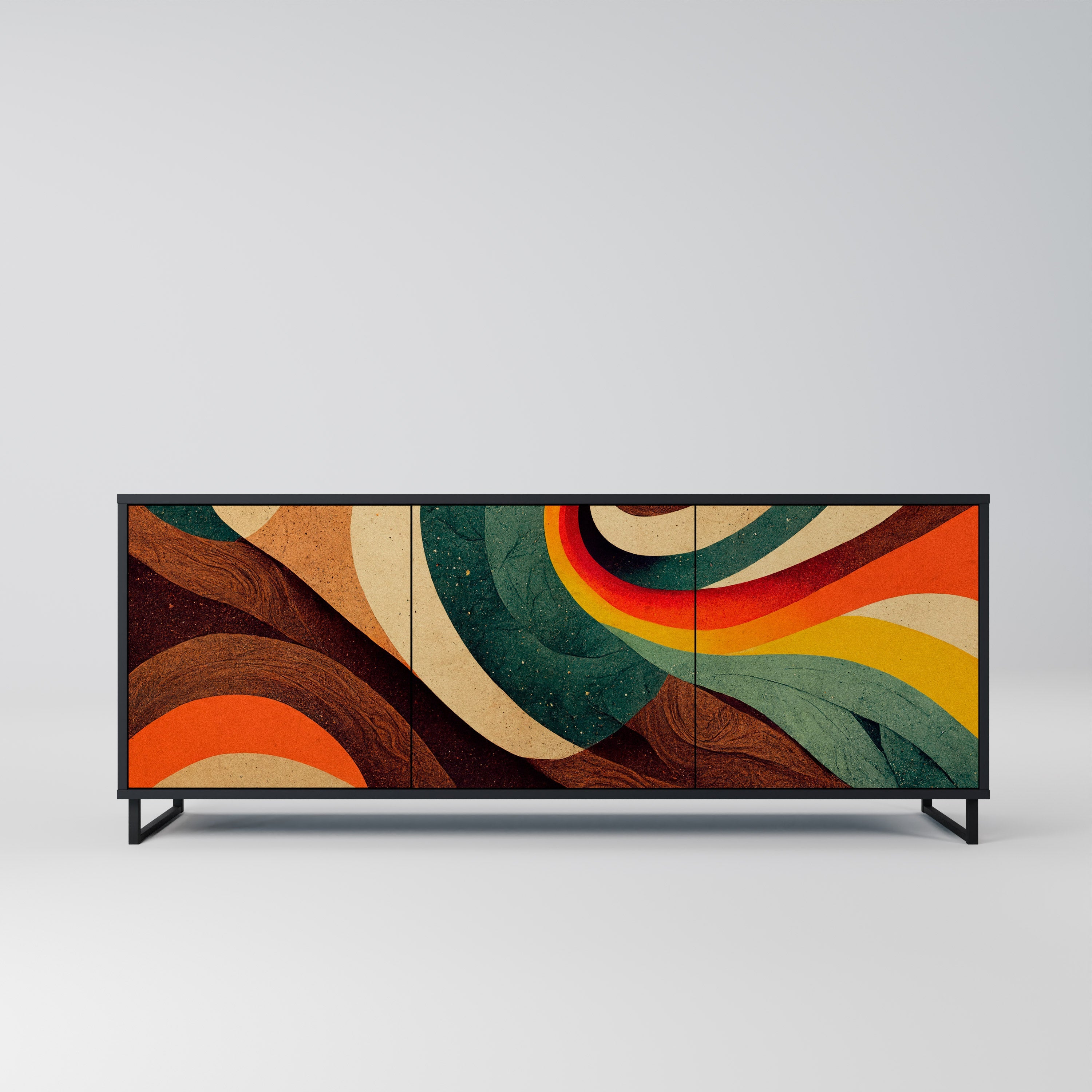 COLORFUL STRANDS 3-türiges Sideboard in Schwarz