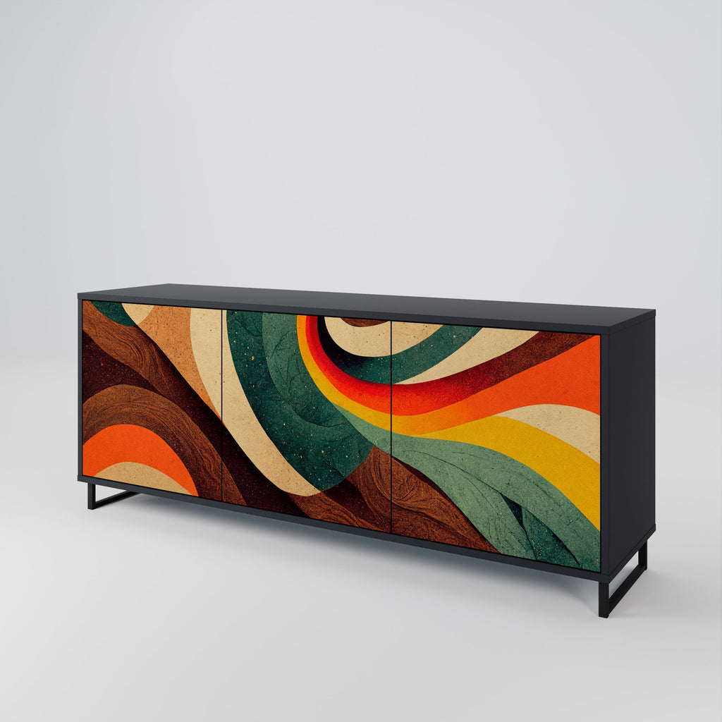 COLORFUL STRANDS 3-türiges Sideboard in Schwarz