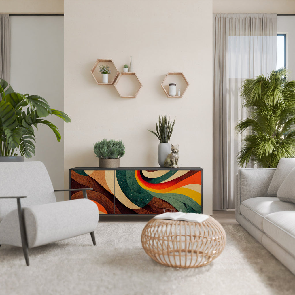 COLORFUL STRANDS 3-türiges Sideboard in Schwarz