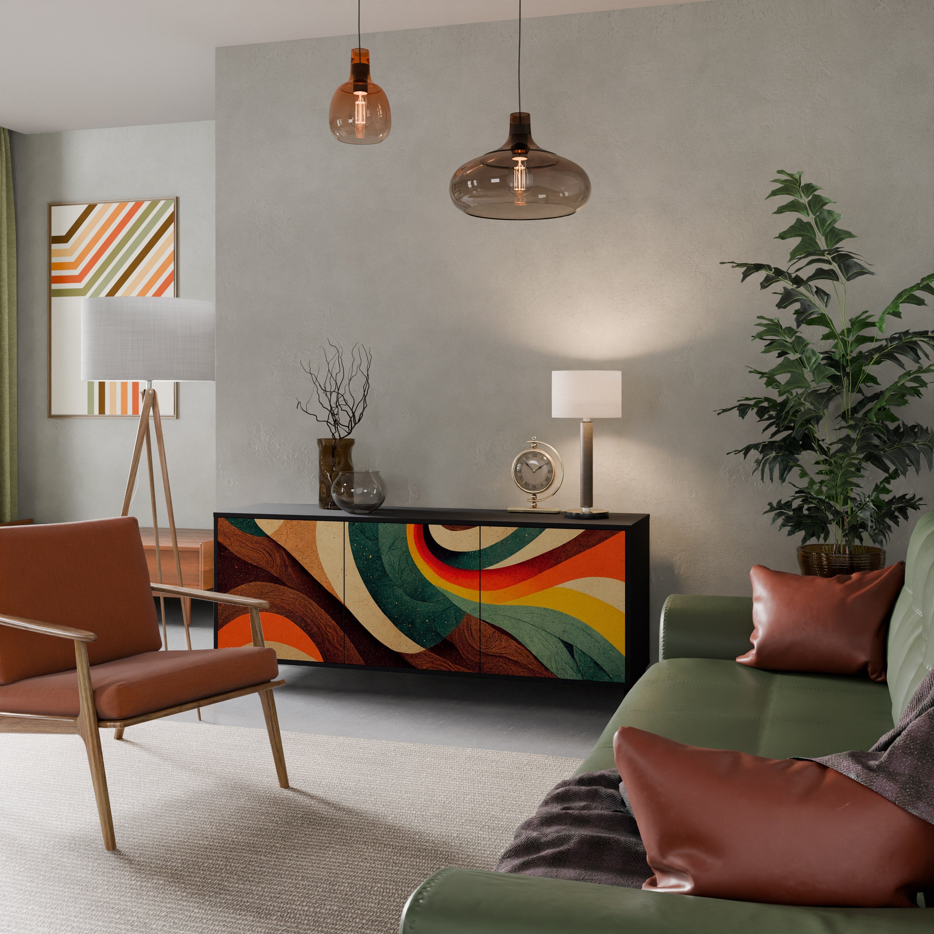 COLORFUL STRANDS 3-türiges Sideboard in Schwarz